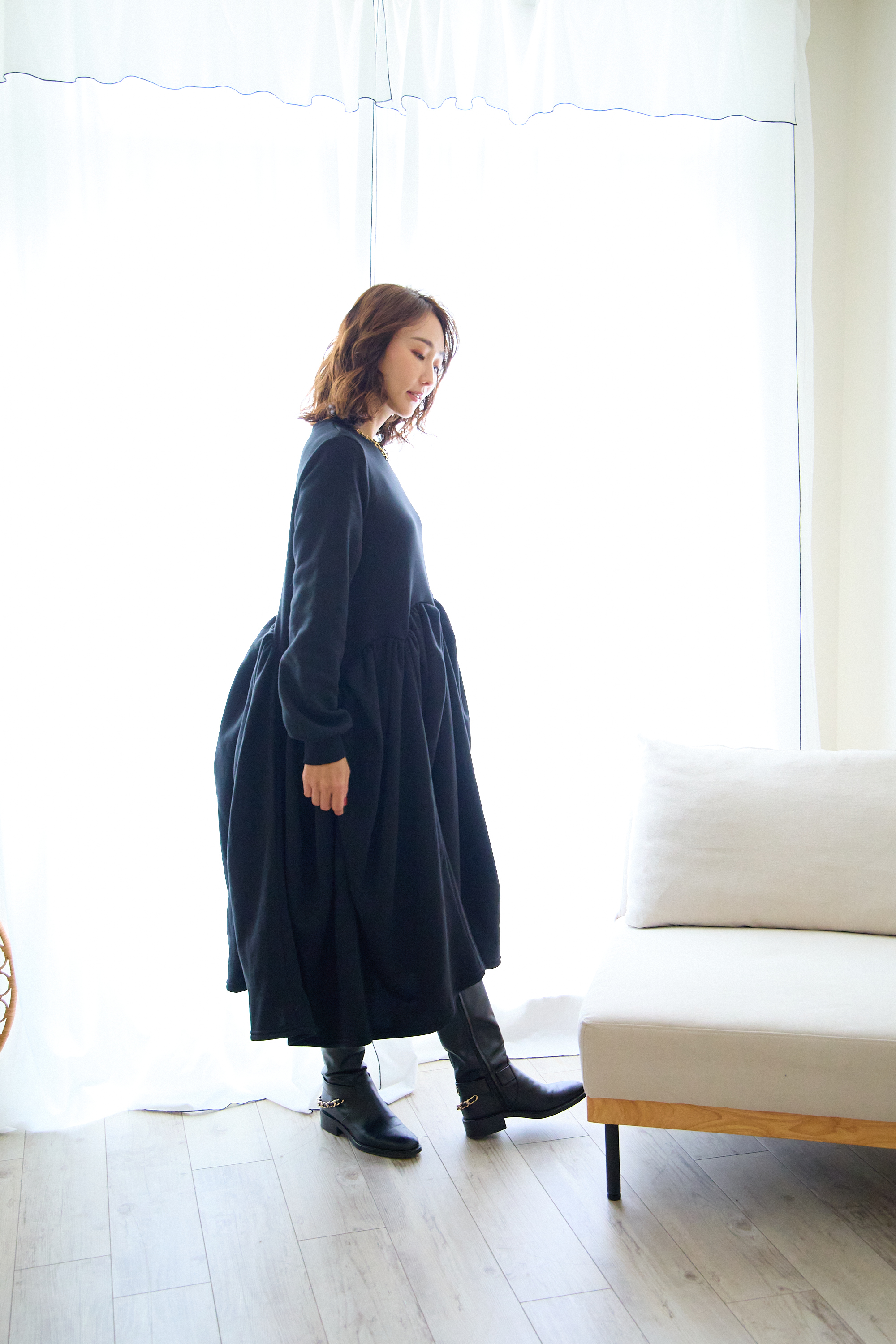 【裏起毛　ボリュームワンピ(kbm547)】メール便OK