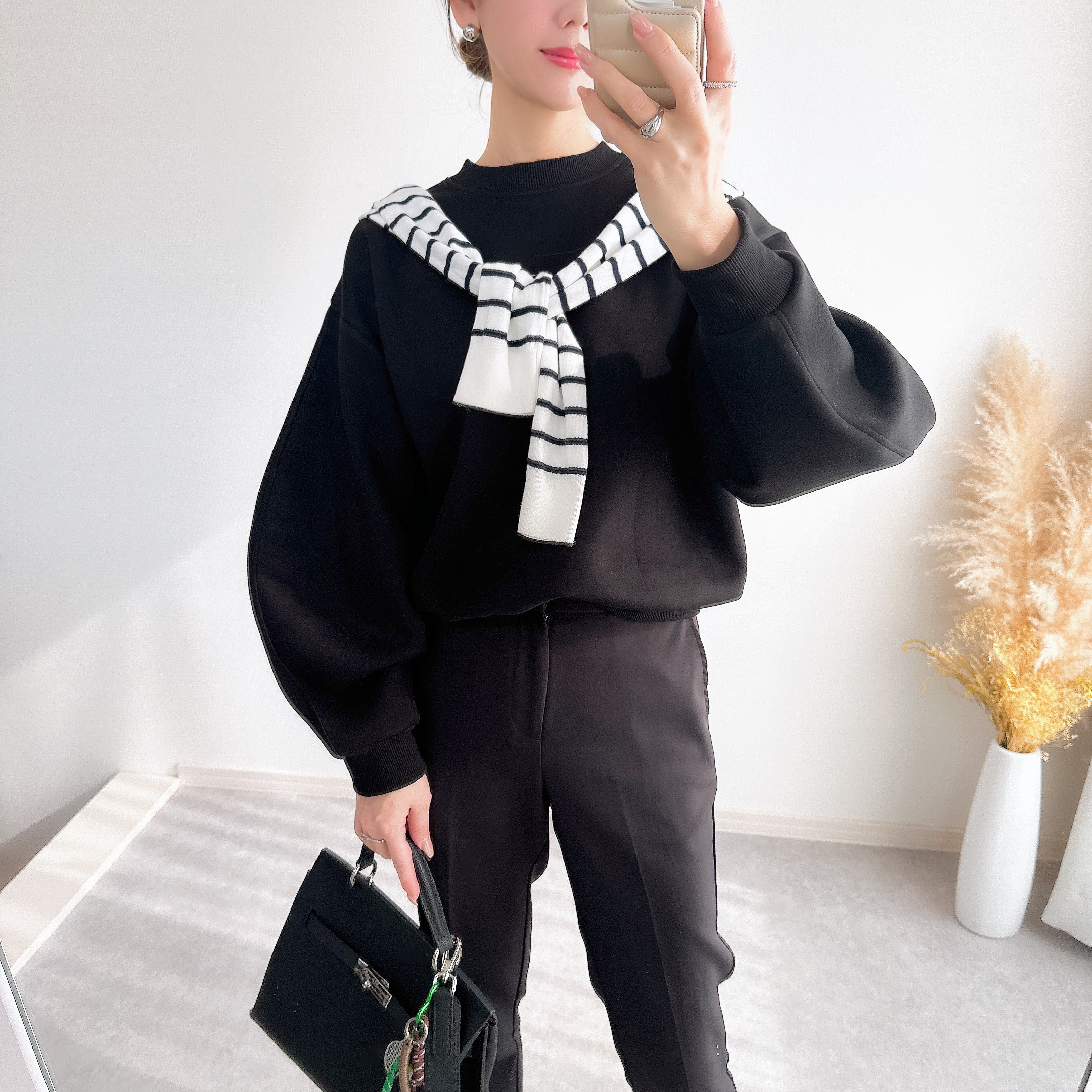 @m_i_mm_a×Myuコラボ【カーブスリーブプルオーバー(kbm599シンプル)】メール便OK