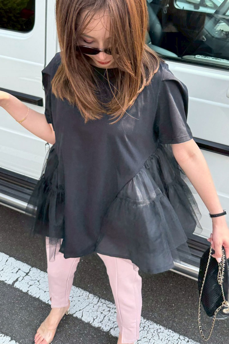 【ティアードチュールフレアTシャツ(sd-7610)】