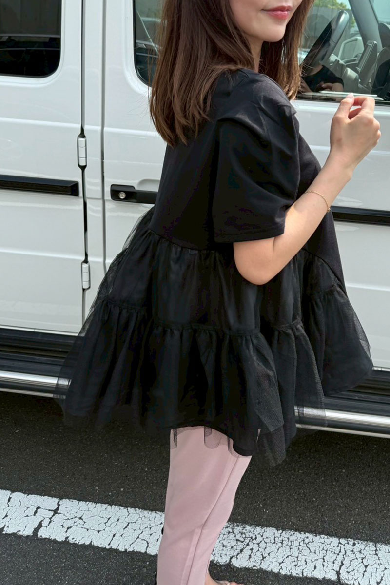 【ティアードチュールフレアTシャツ(sd-7610)】