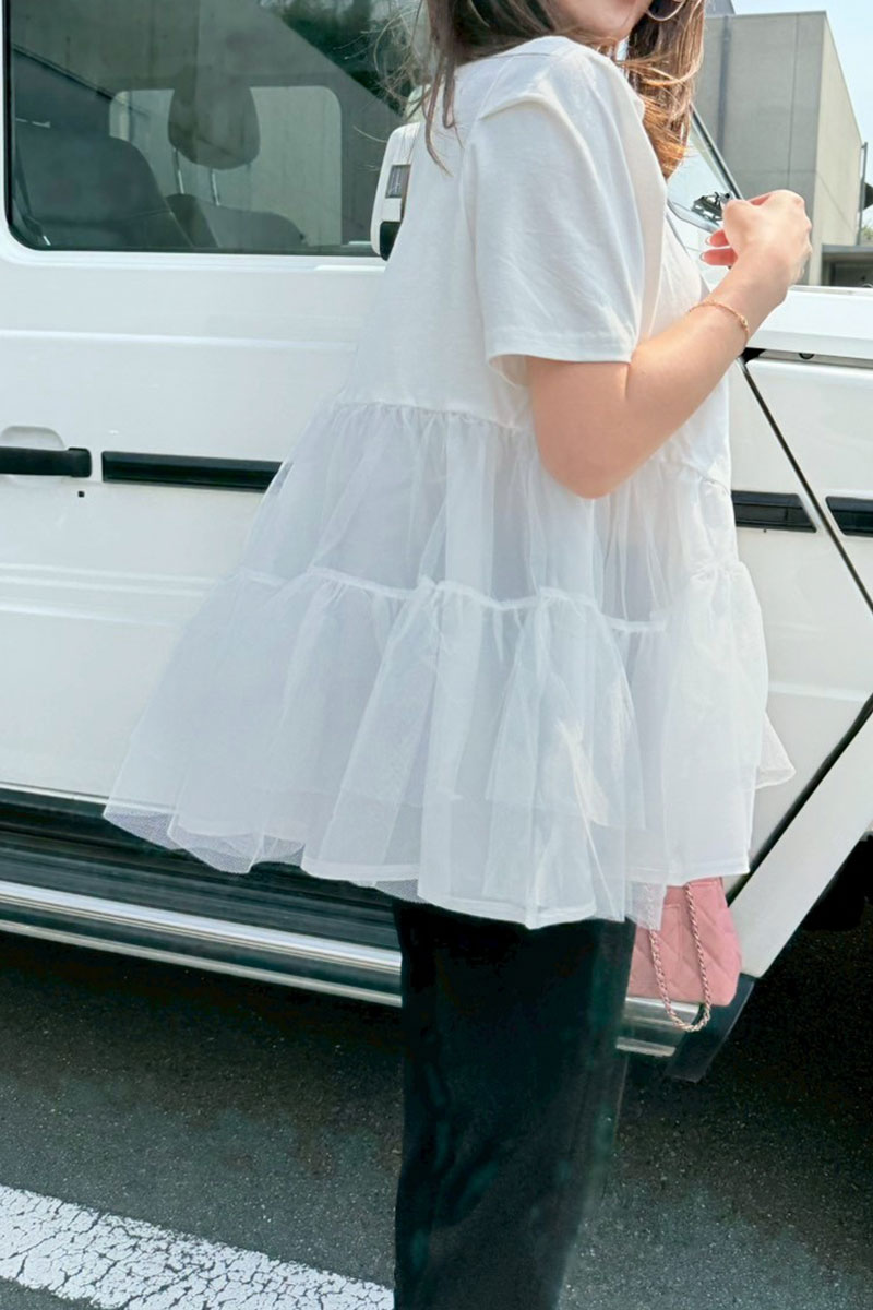 【ティアードチュールフレアTシャツ(sd-7610)】