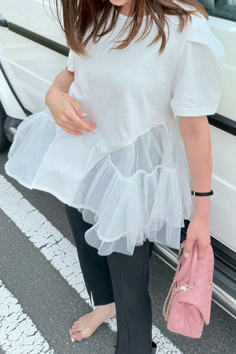 【ティアードチュールフレアTシャツ(sd-7610)】