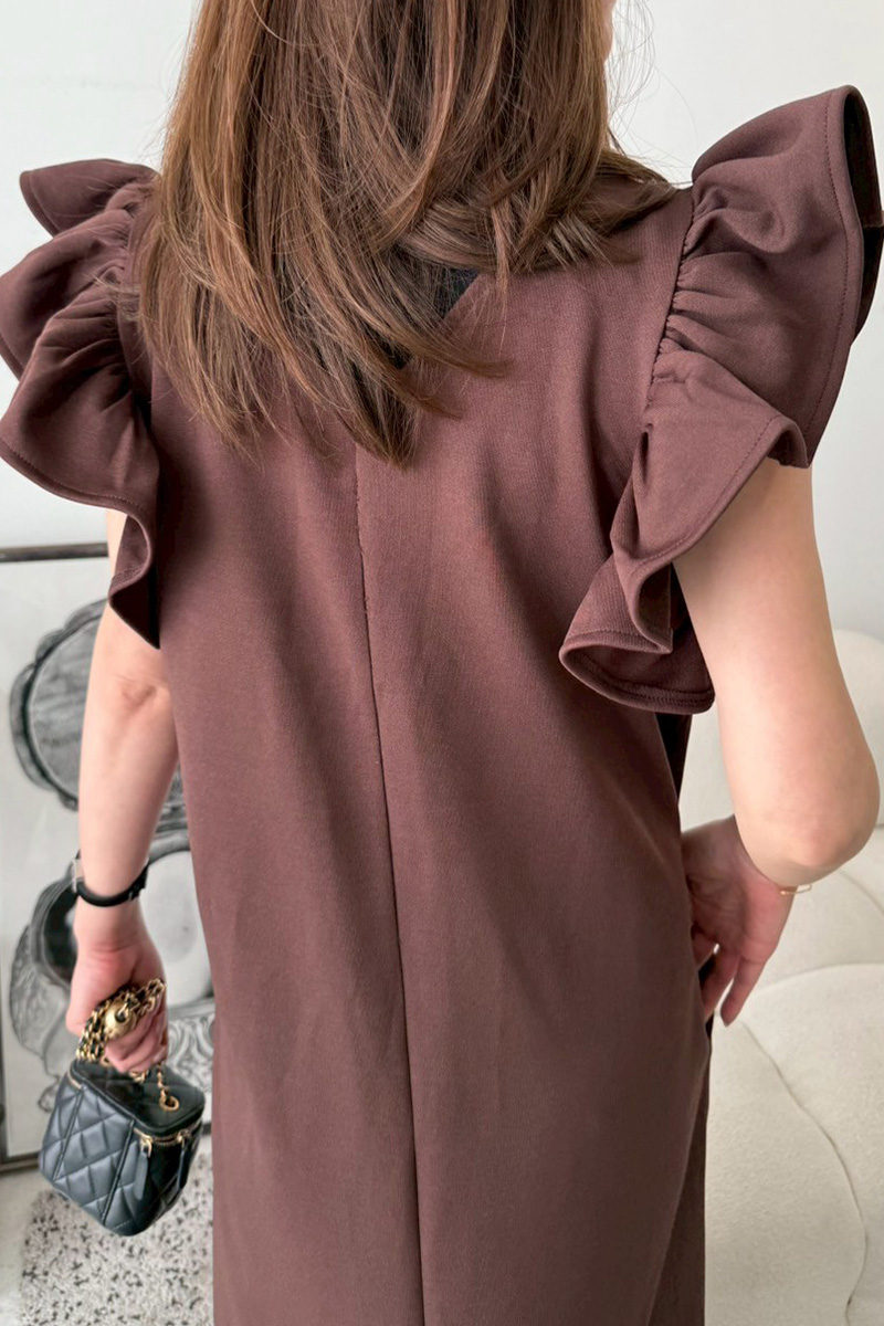 肩フリルストレッチリラックスワンピース(ma6-2508)TH