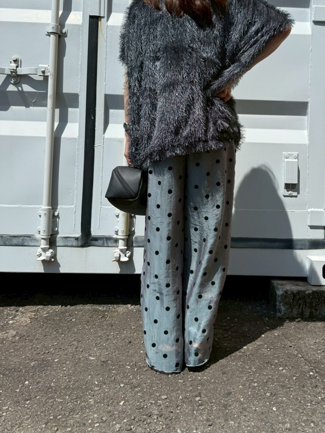 フロッキードット リラックスワイドパンツ