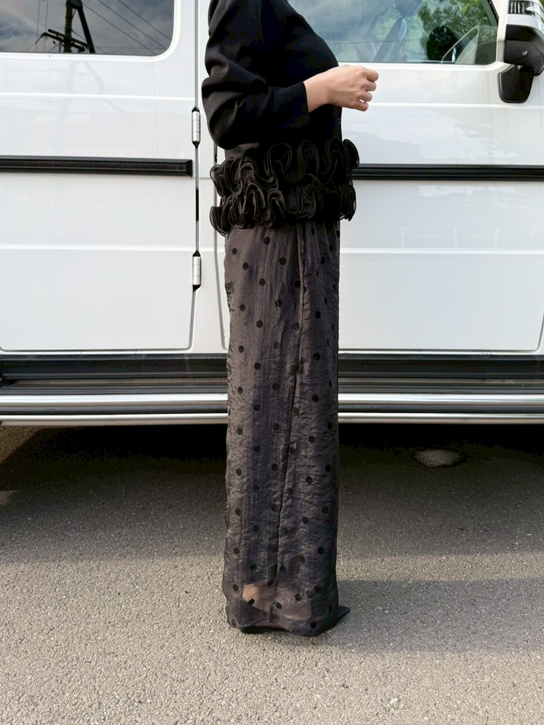 フロッキードット リラックスワイドパンツ(aj012)