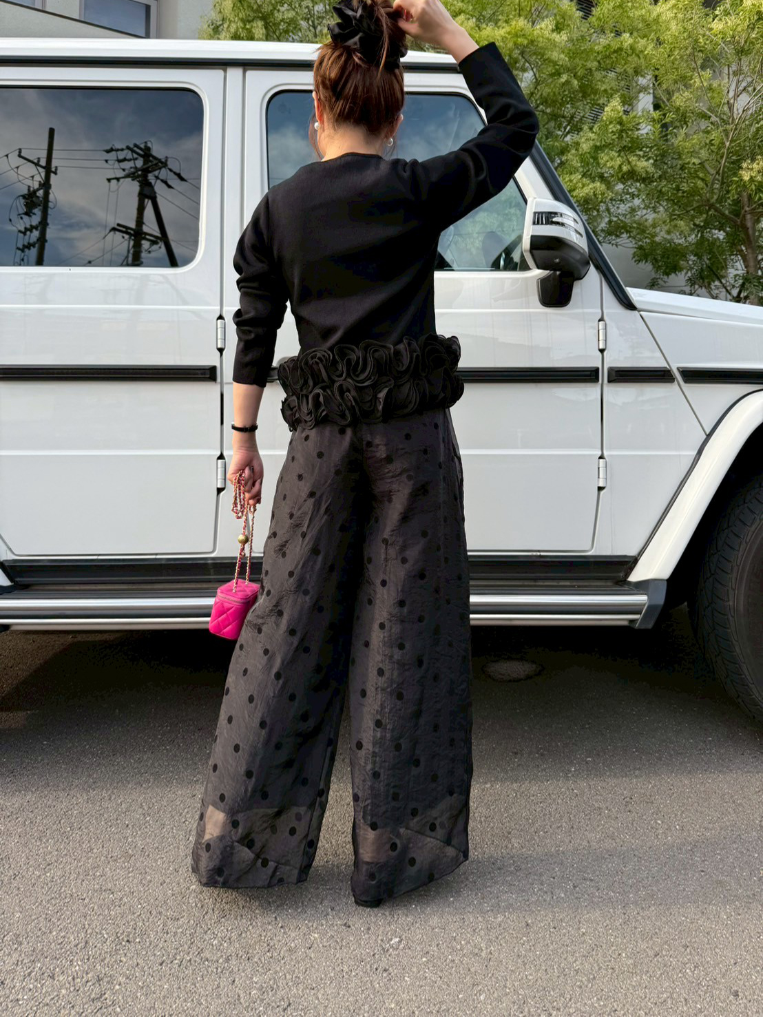 フロッキードット リラックスワイドパンツ(aj012)