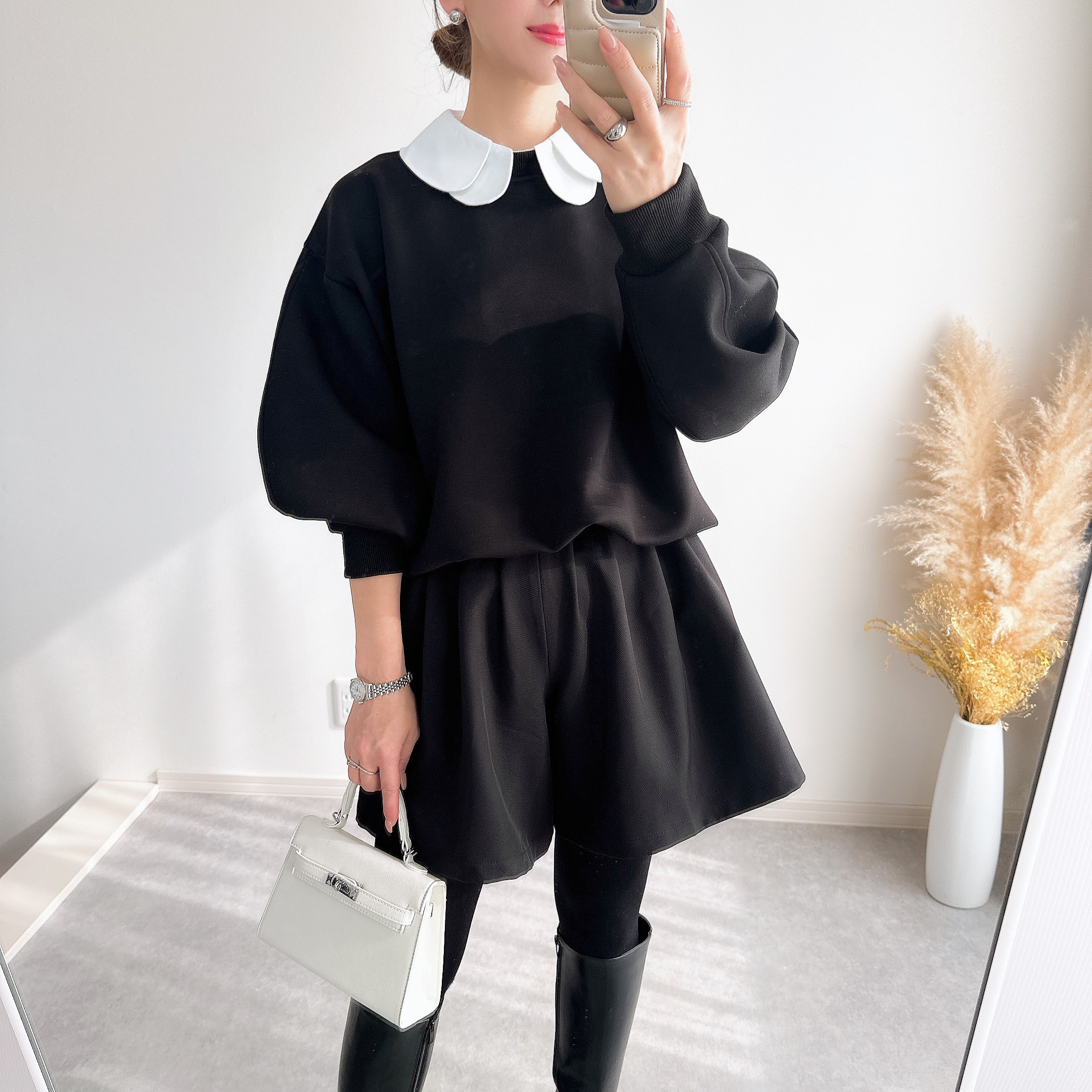 @m_i_mm_a×Myuコラボ【カーブスリーブプルオーバー(kbm599シンプル)】メール便OK