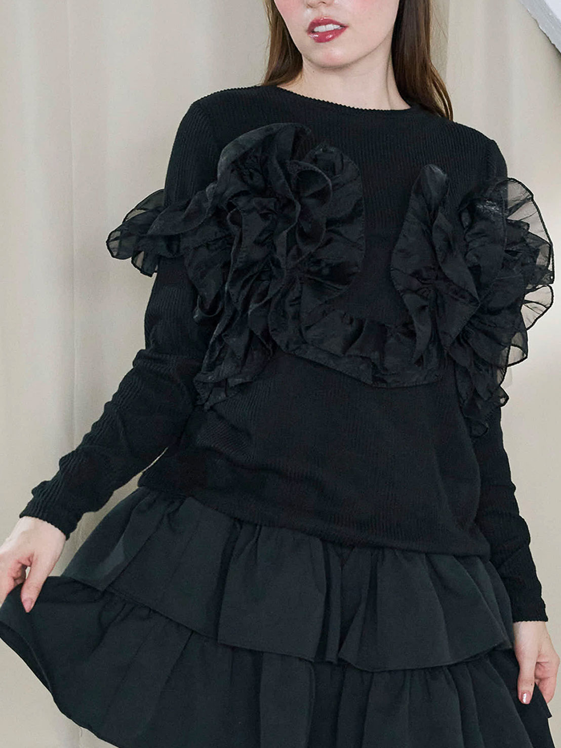 3wayオーガンジーフリルリブTOPS(sd7030)