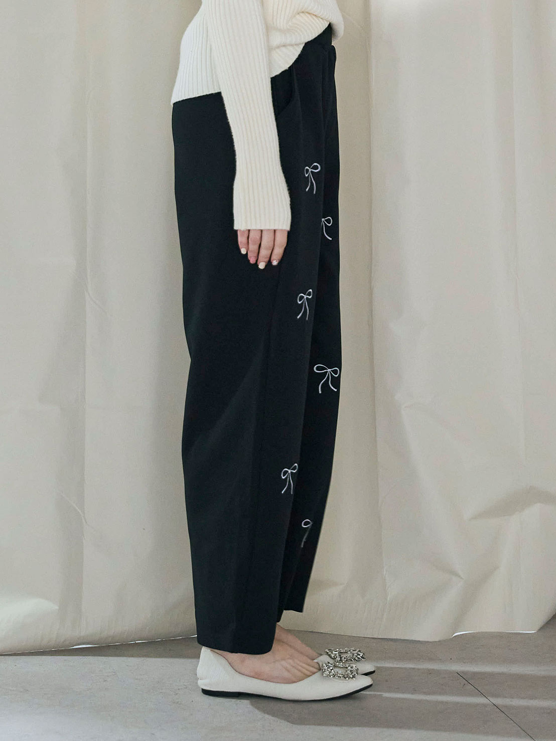 Ribbon セミワイドストレッチ美脚パンツ(sd8130)