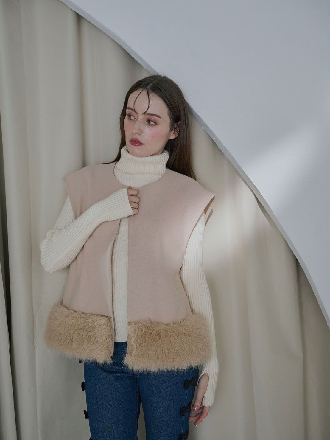 @m_i_mm_a×Myuコラボ　SUSOファー切替ジレ(aj013)TH