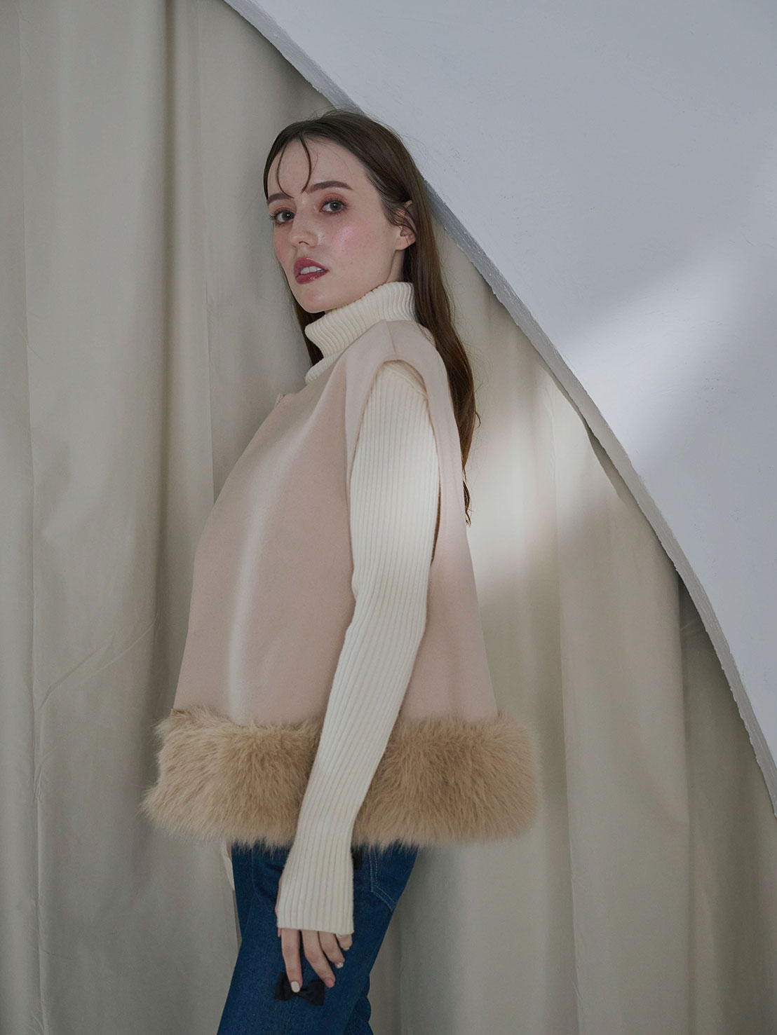 @m_i_mm_a×Myuコラボ　SUSOファー切替ジレ(aj013)TH