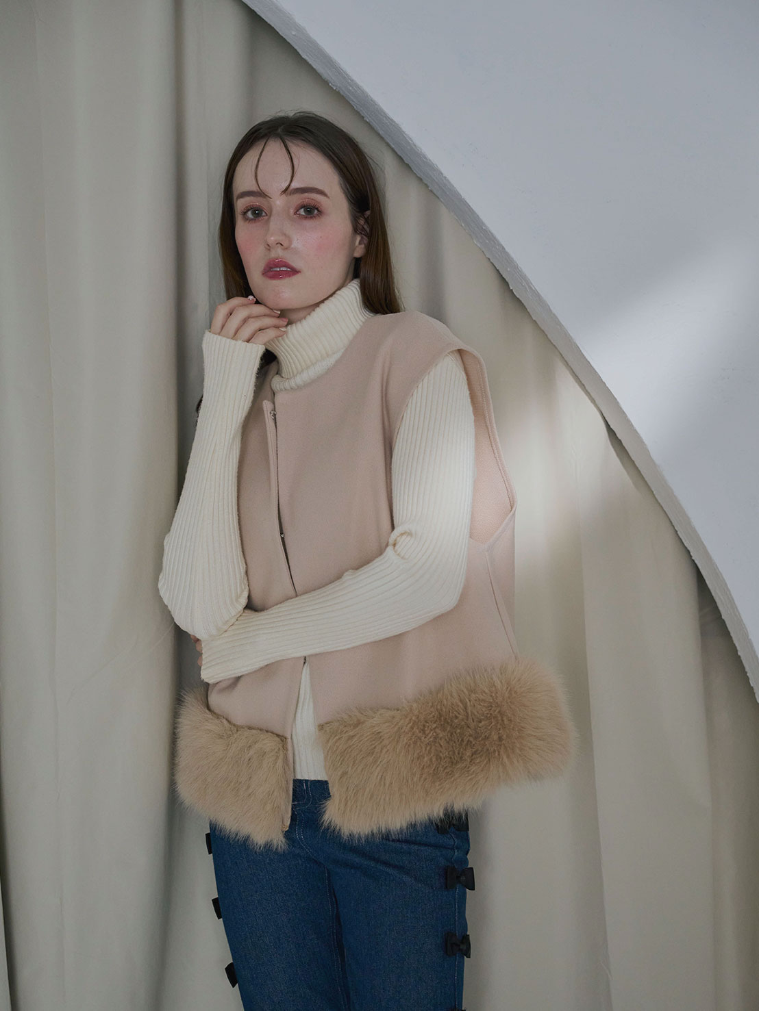 @m_i_mm_a×Myuコラボ　SUSOファー切替ジレ(aj013)TH