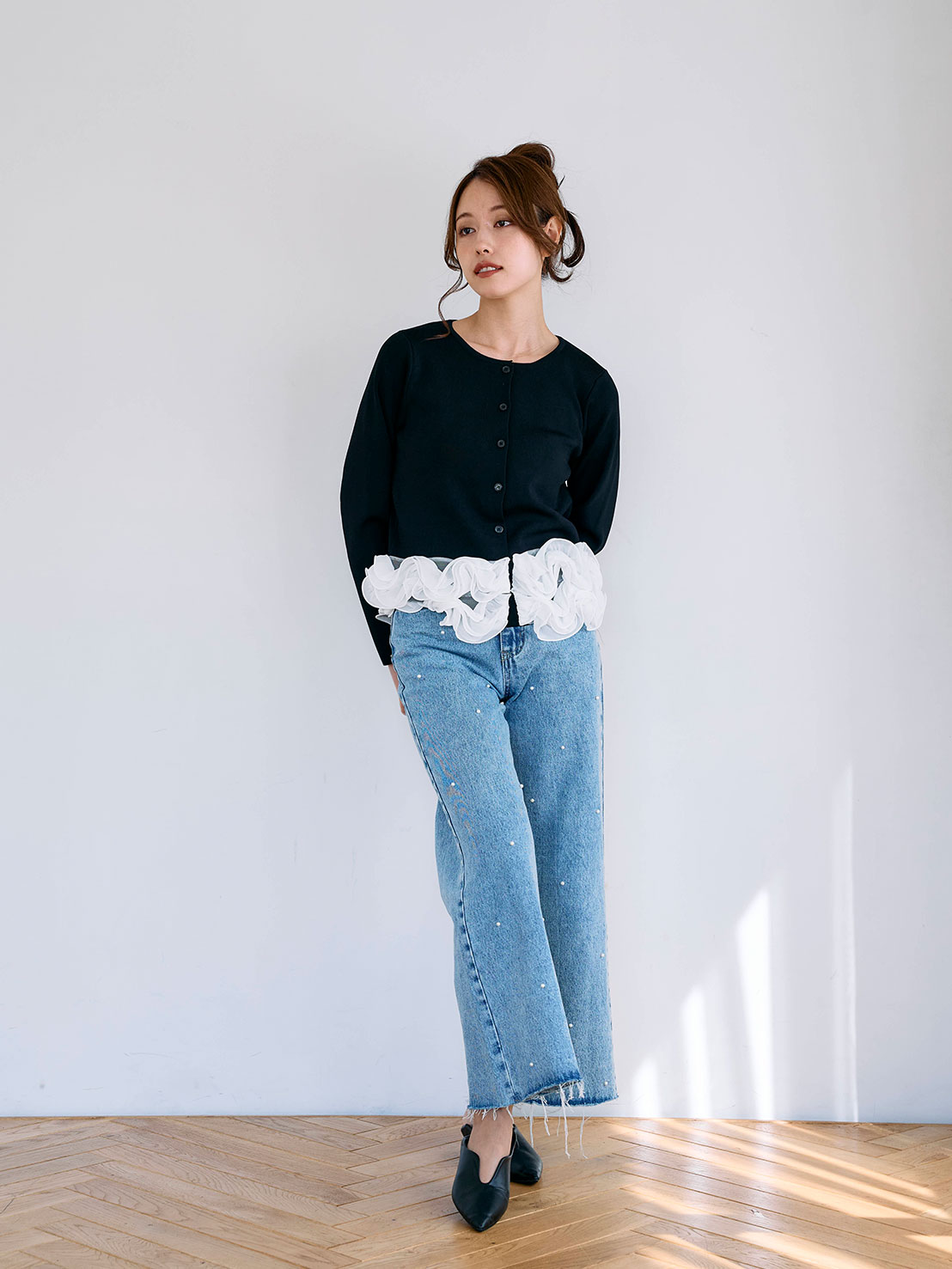 @yuka2661×Myuコラボ　FRILL Frowerニットカーディガン(aj014)TH