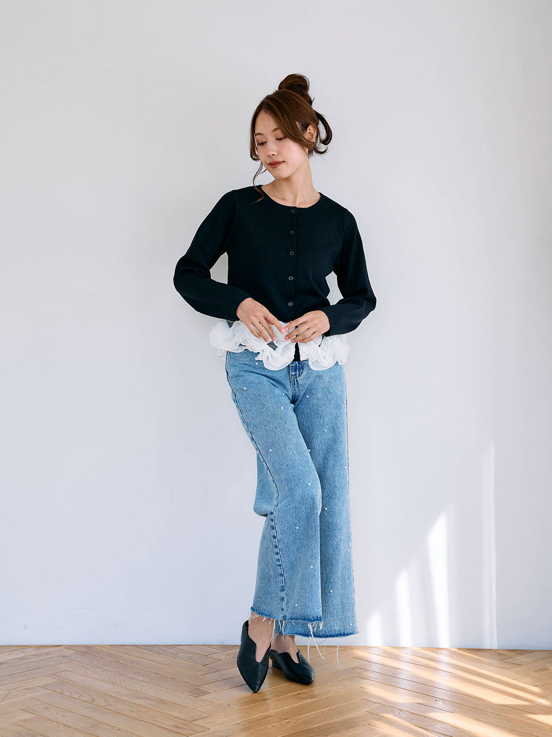 @yuka2661×Myuコラボ　FRILL Frowerニットカーディガン(aj014)TH