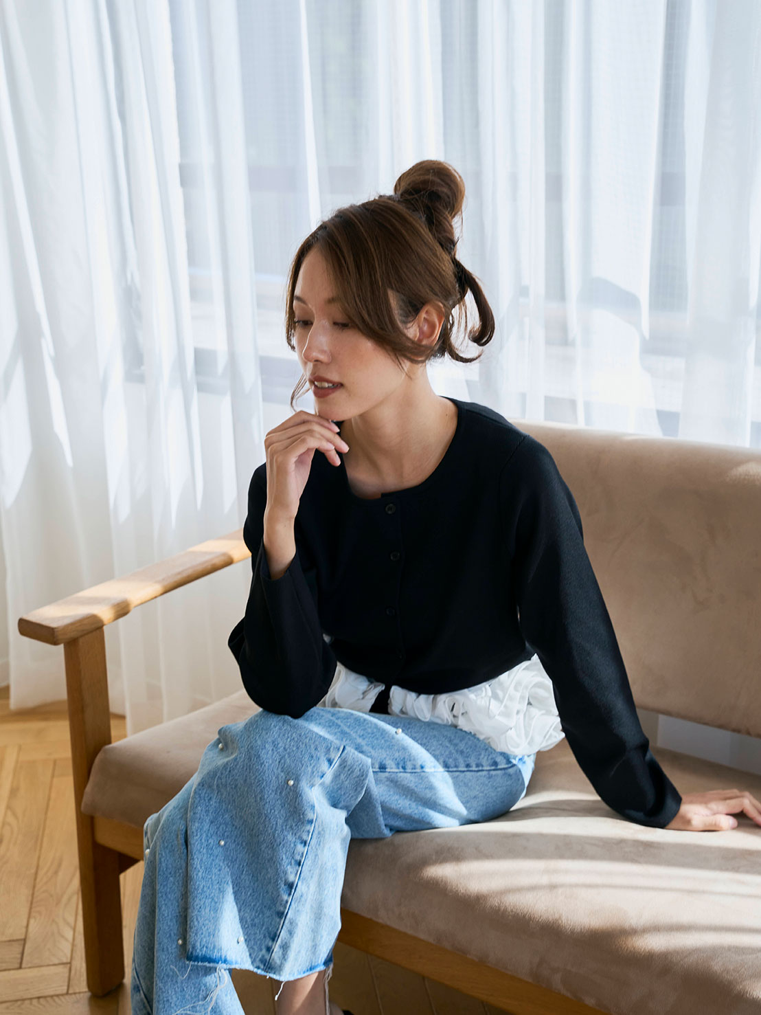 @yuka2661×Myuコラボ　FRILL Frowerニットカーディガン(aj014)TH