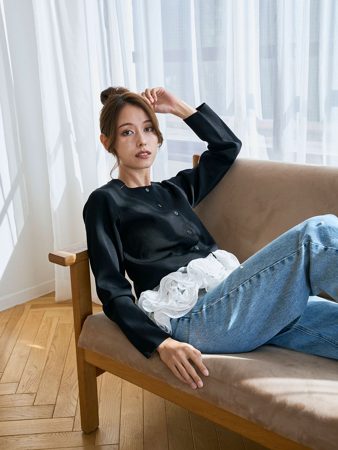 @yuka2661×Myuコラボ　FRILL Frowerニットカーディガン(aj014)TH