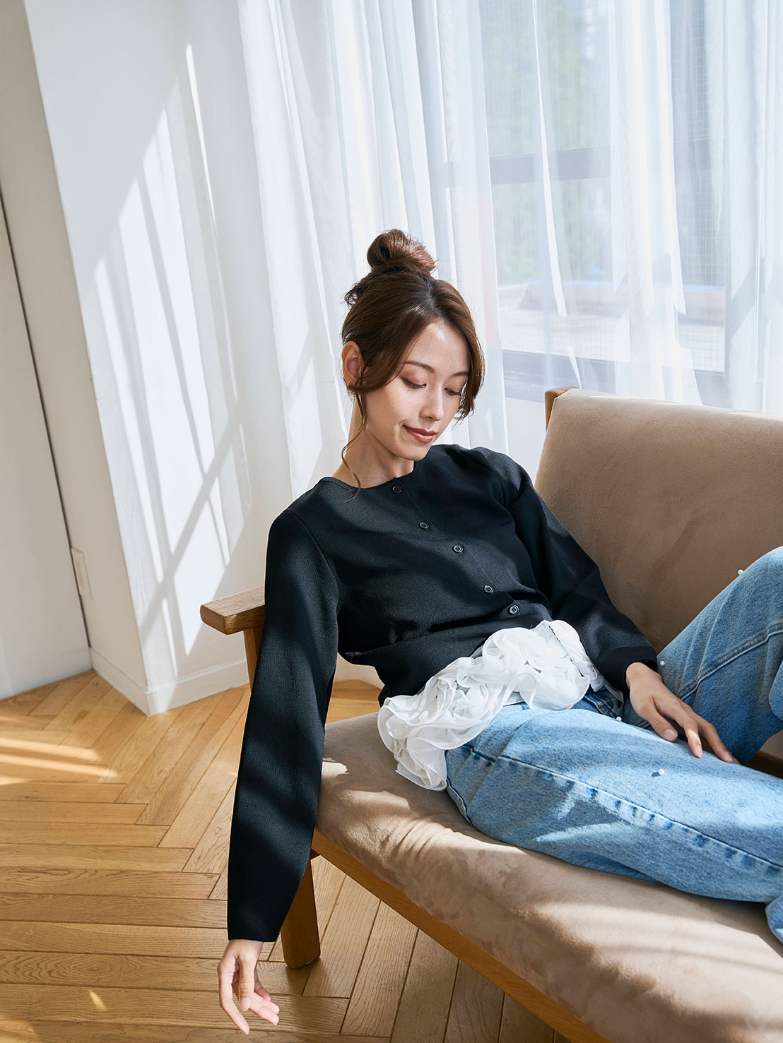 @yuka2661×Myuコラボ　FRILL Frowerニットカーディガン(aj014)TH