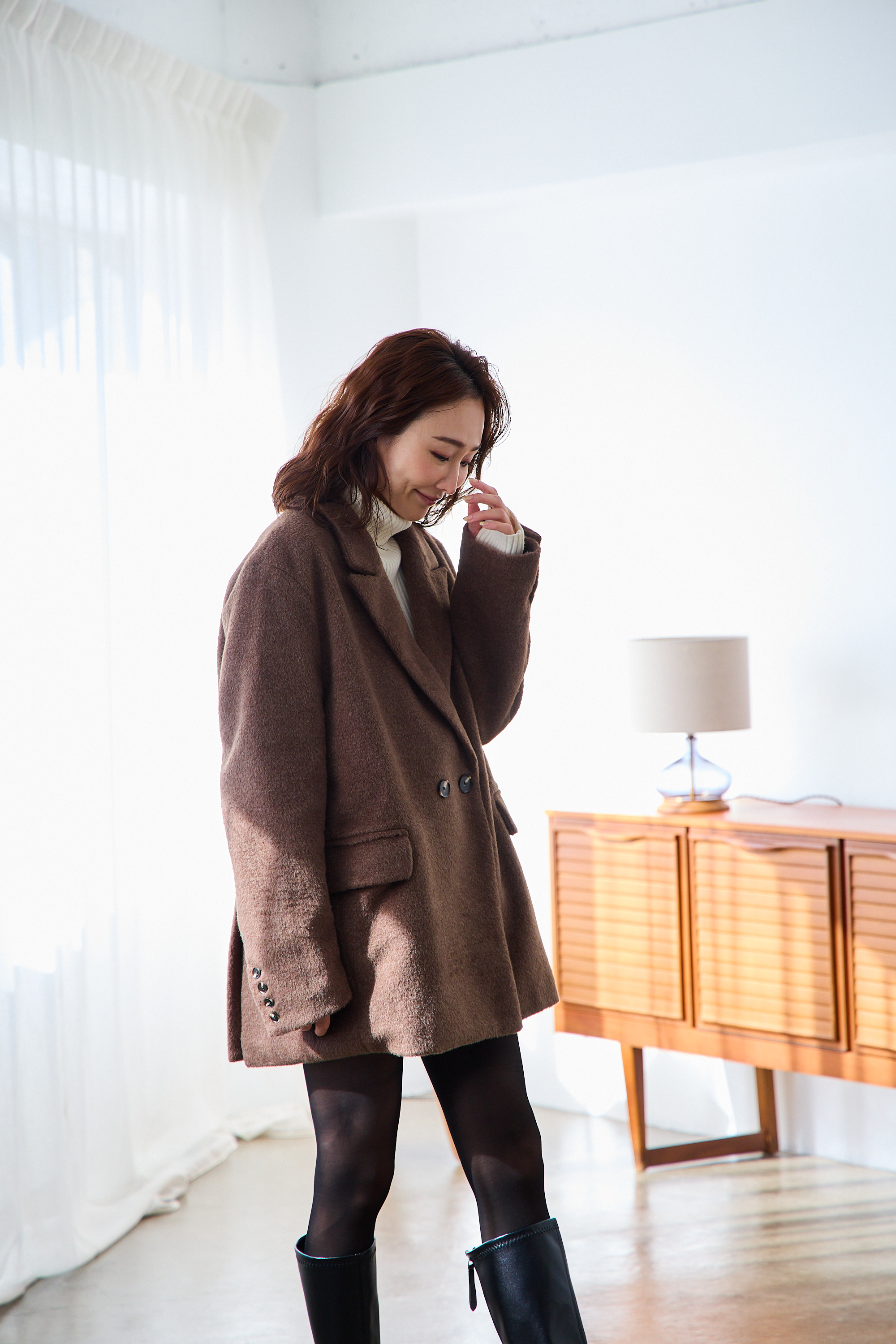 miku＆Erikaコラボitem♡【シャギー テーラードオーバーコート(kbm593)】メール便OK