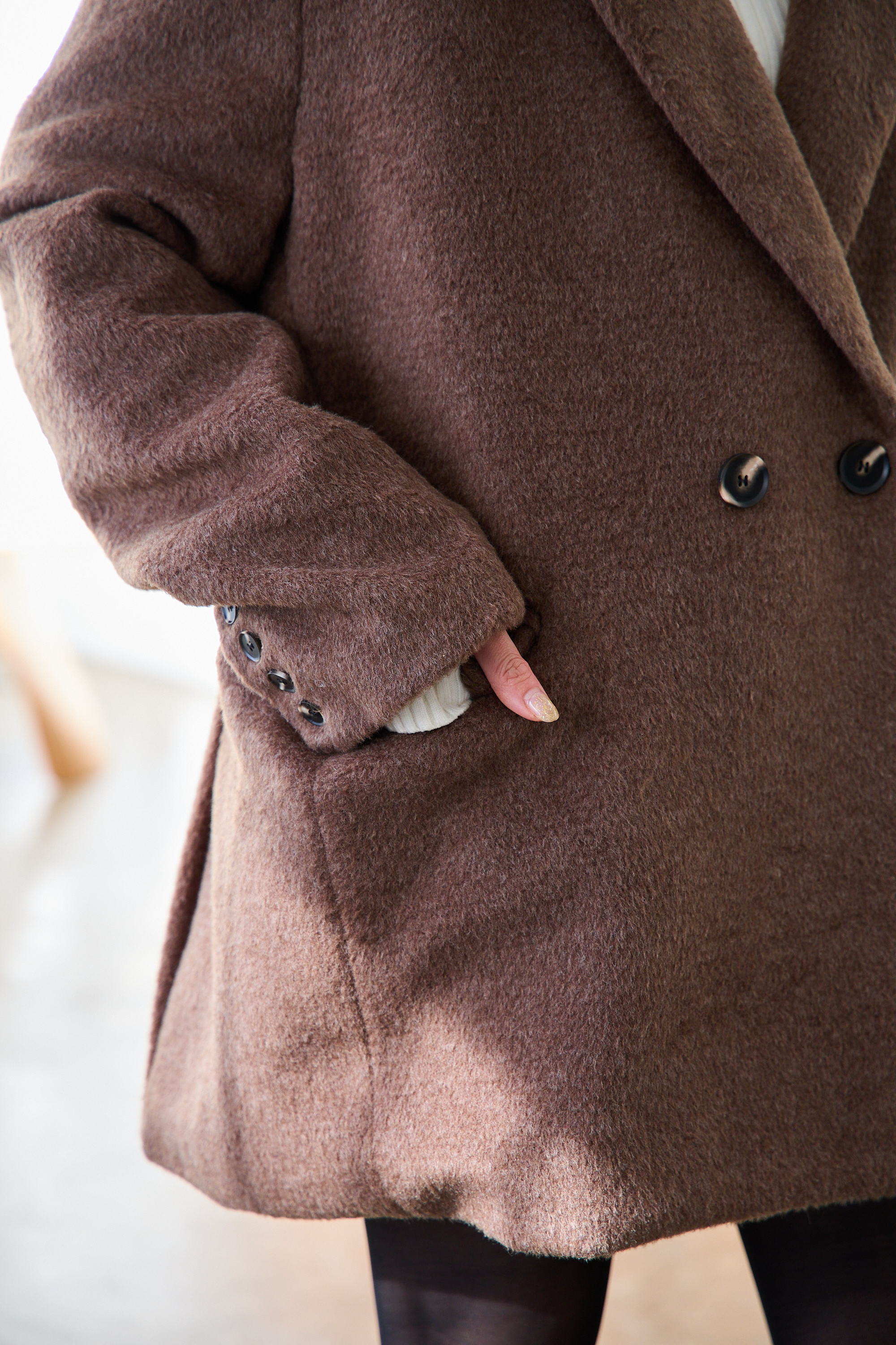 miku＆Erikaコラボitem♡【シャギー テーラードオーバーコート(kbm593)】メール便OK