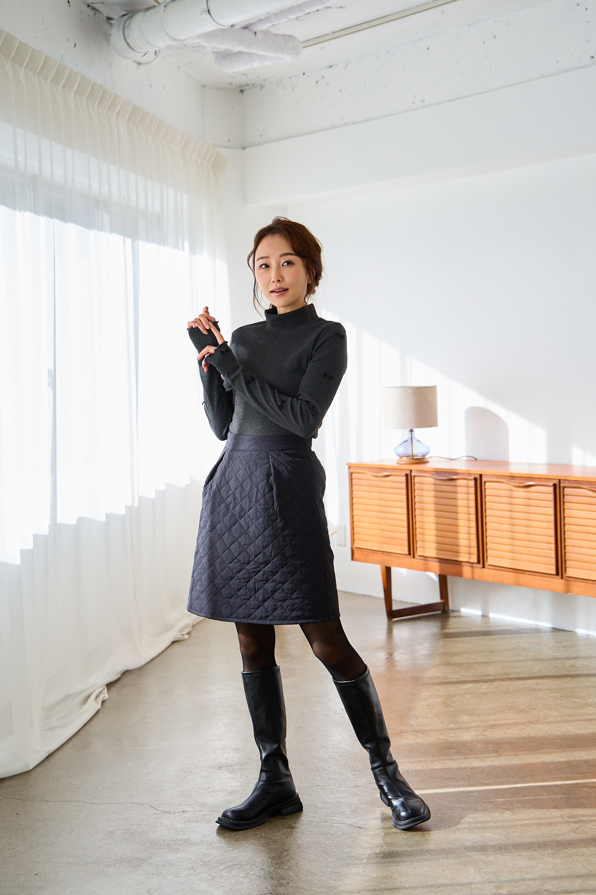 袖リボンリブカットソー(kbm591)