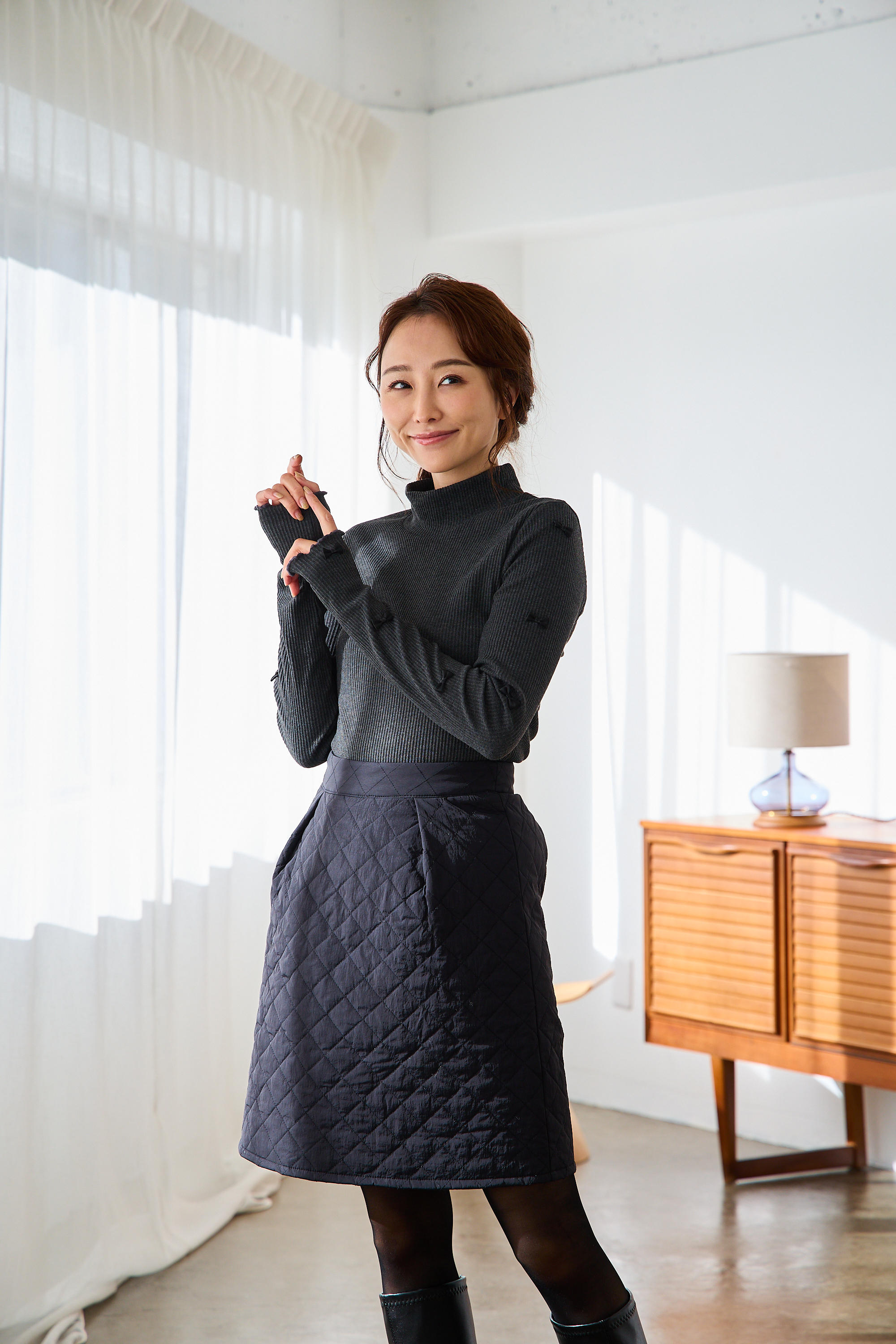 袖リボンリブカットソー(kbm591)