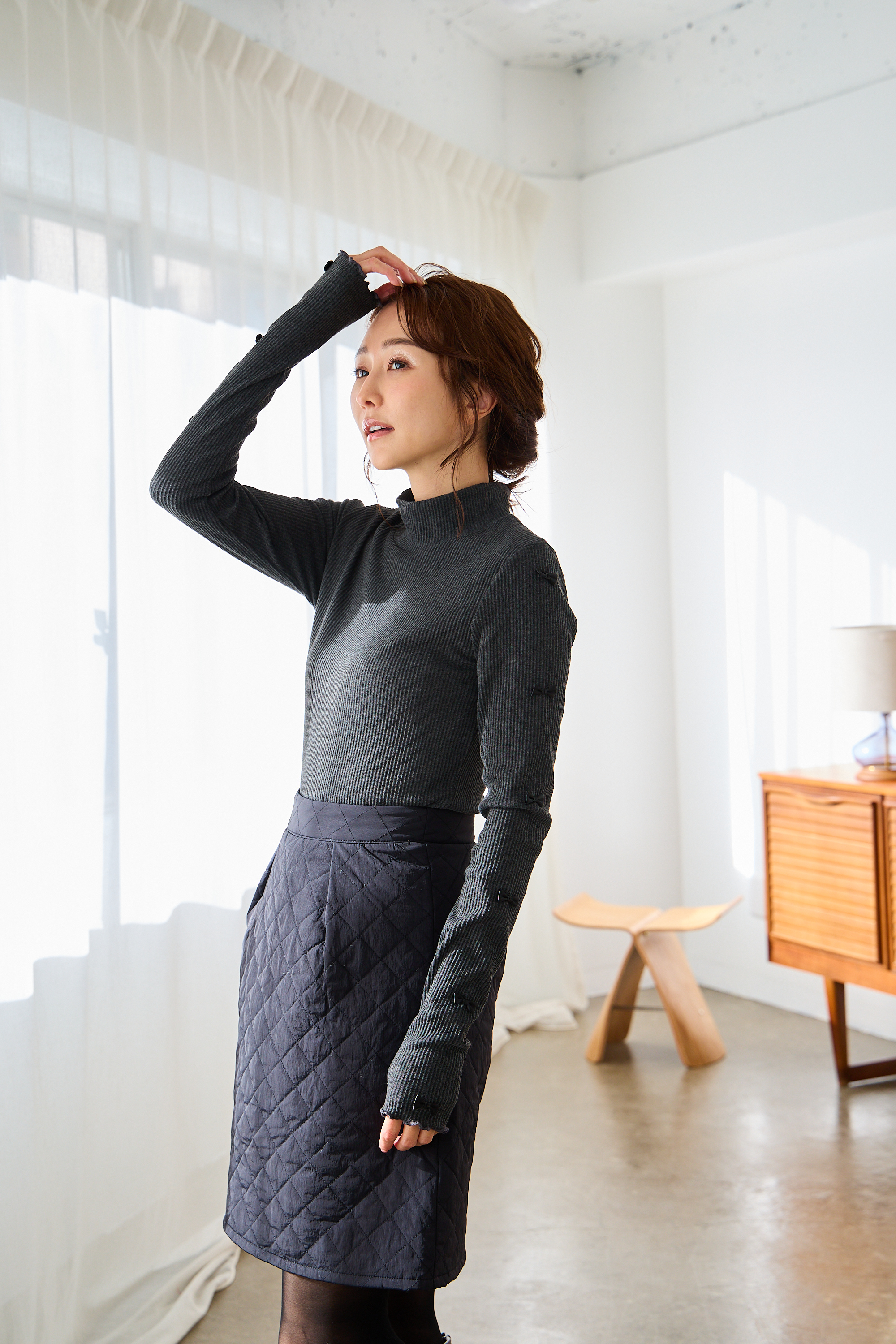 袖リボンリブカットソー(kbm591)