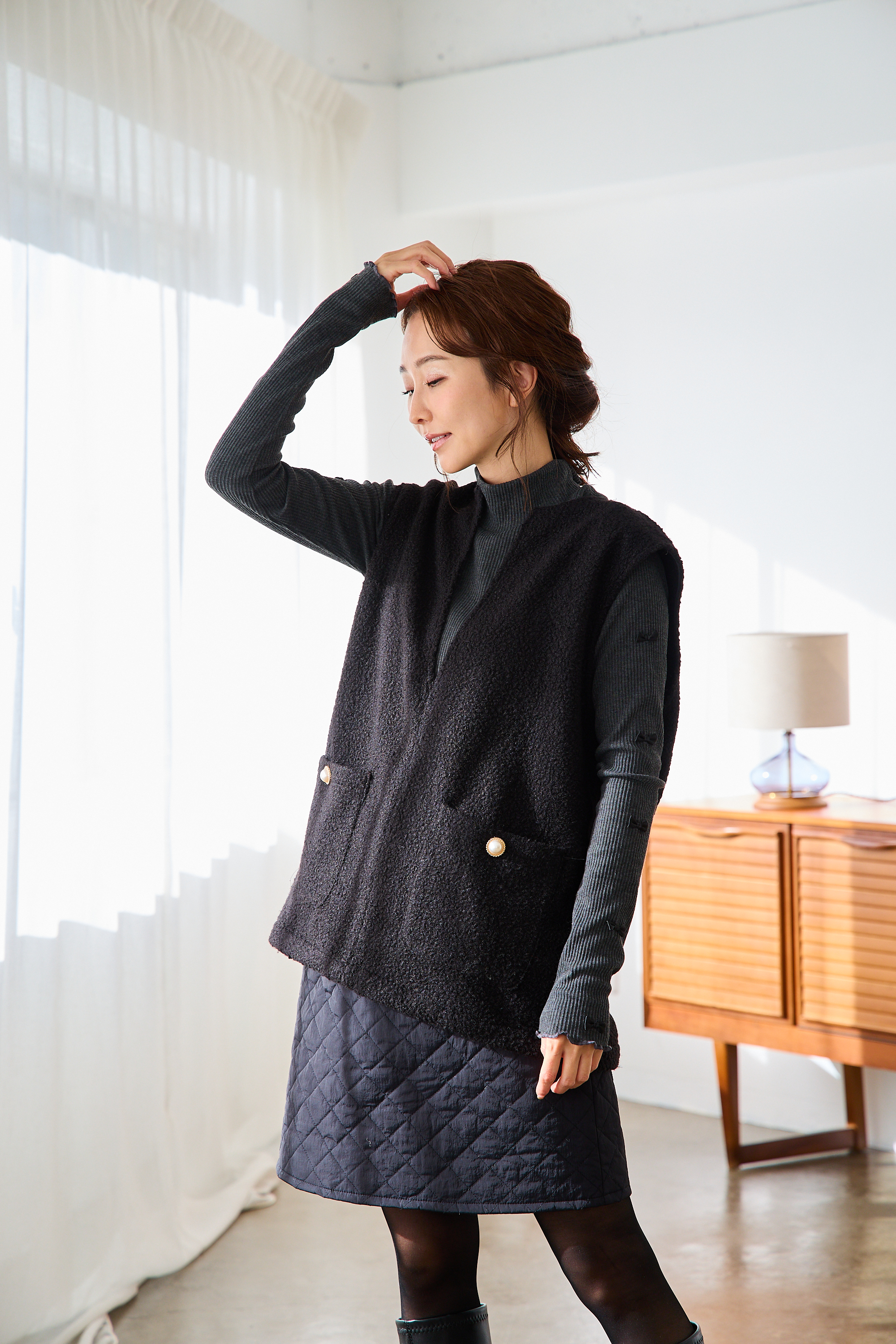 袖リボンリブカットソー(kbm591)