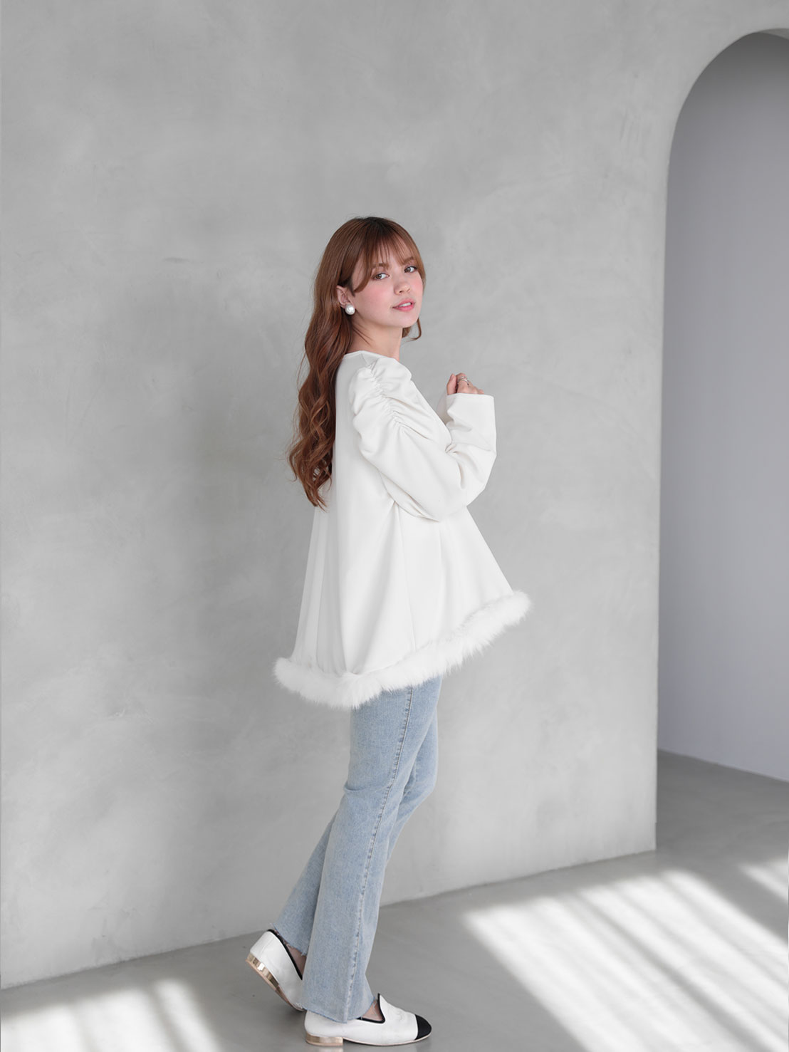 Aライン裾ファーTOPS(aj021)