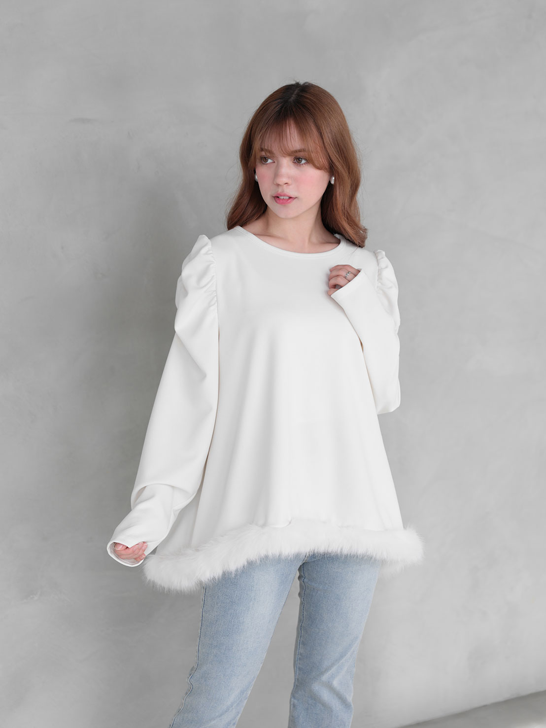 Aライン裾ファーTOPS(aj021)