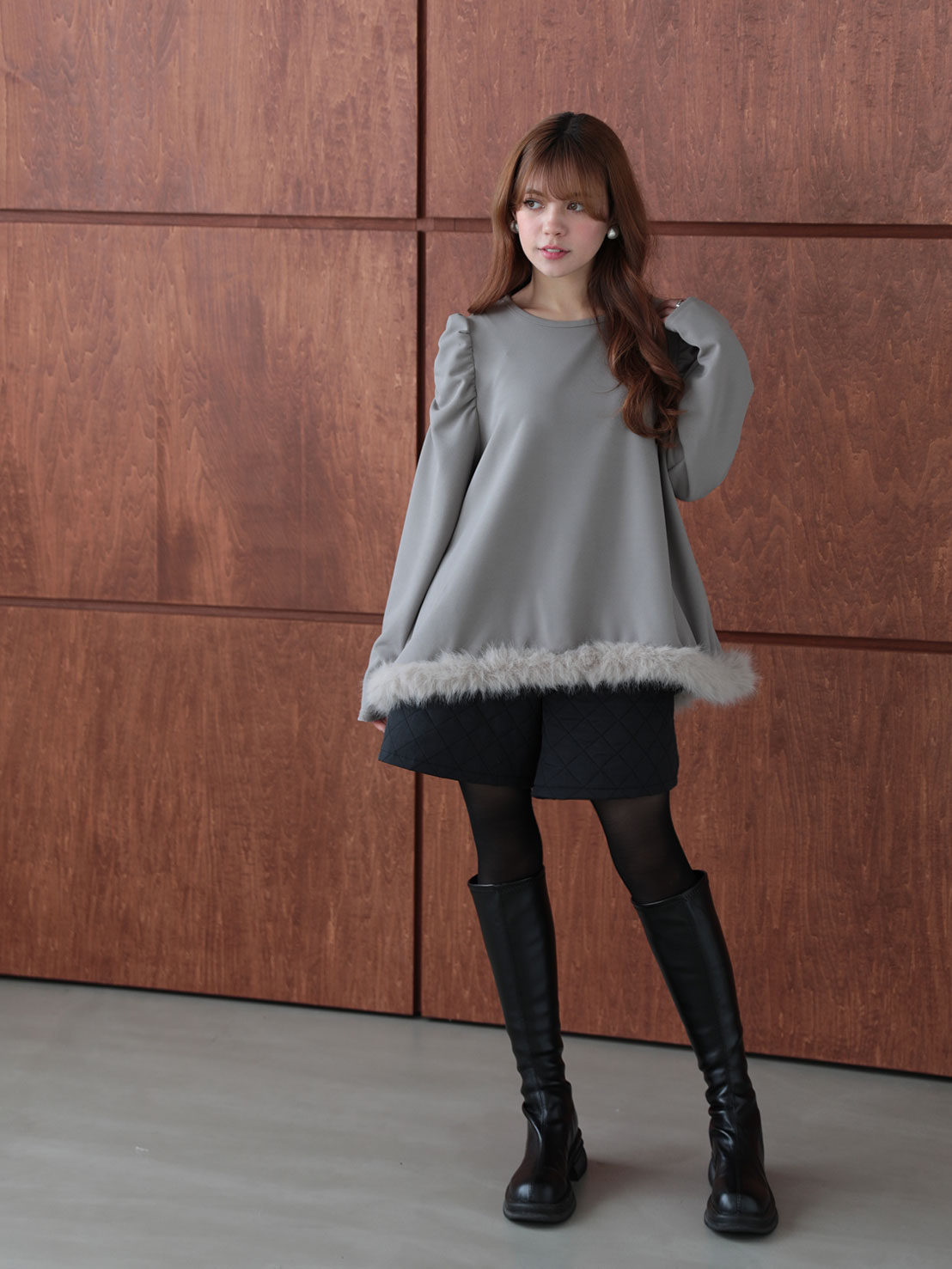 Aライン裾ファーTOPS(aj021)