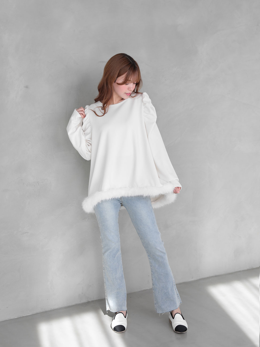 Aライン裾ファーTOPS(aj021)