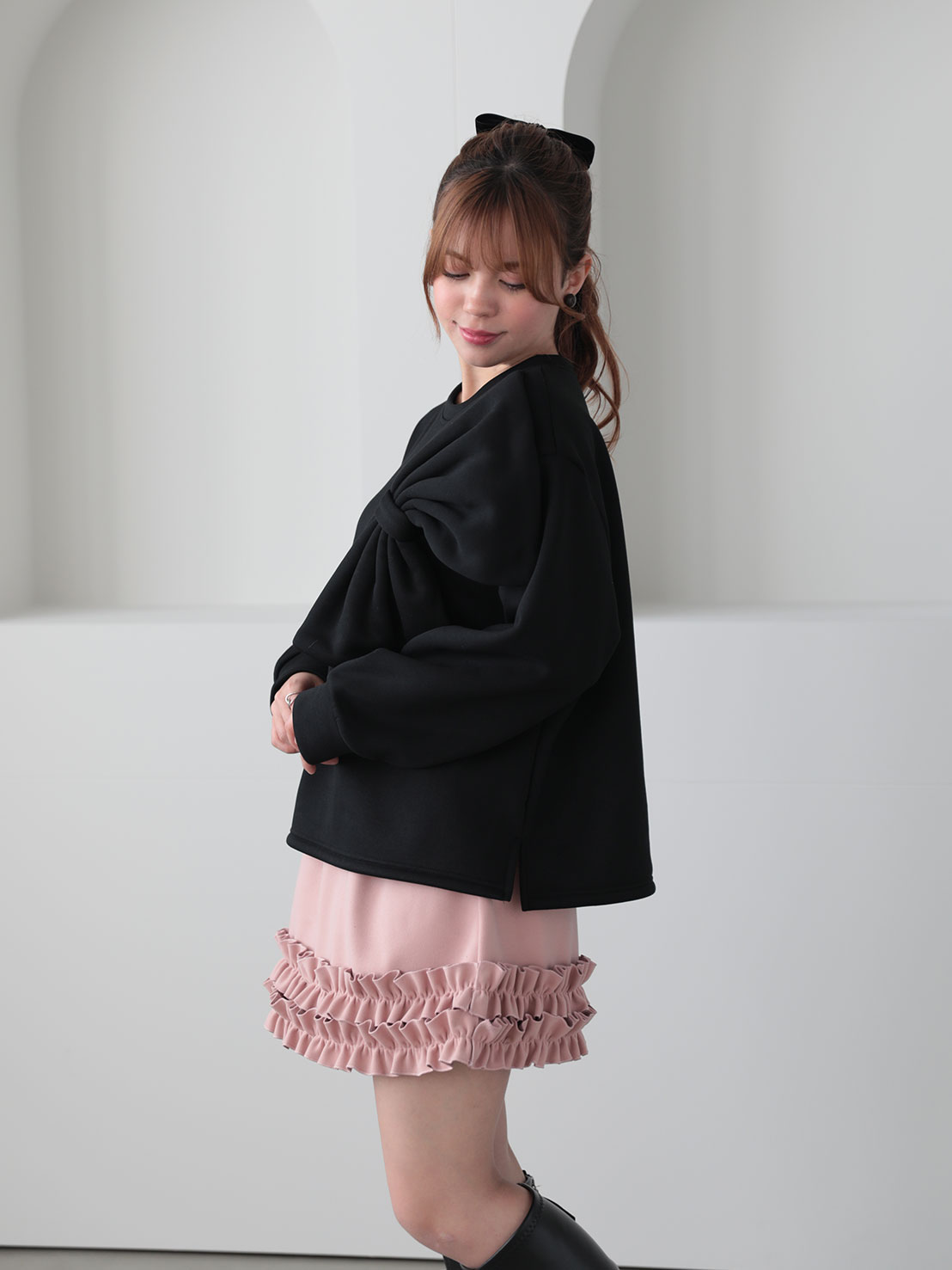 BIGリボンス裏起毛TOPS(aj032)TH