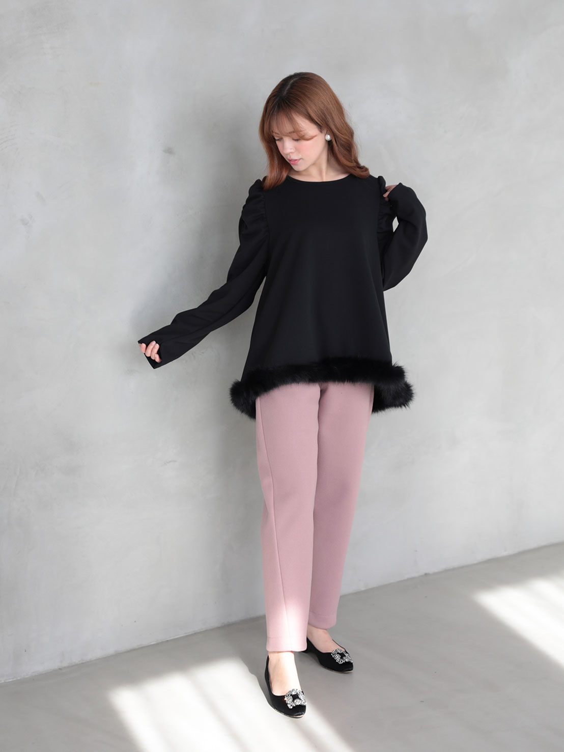 Aライン裾ファーTOPS(aj021)