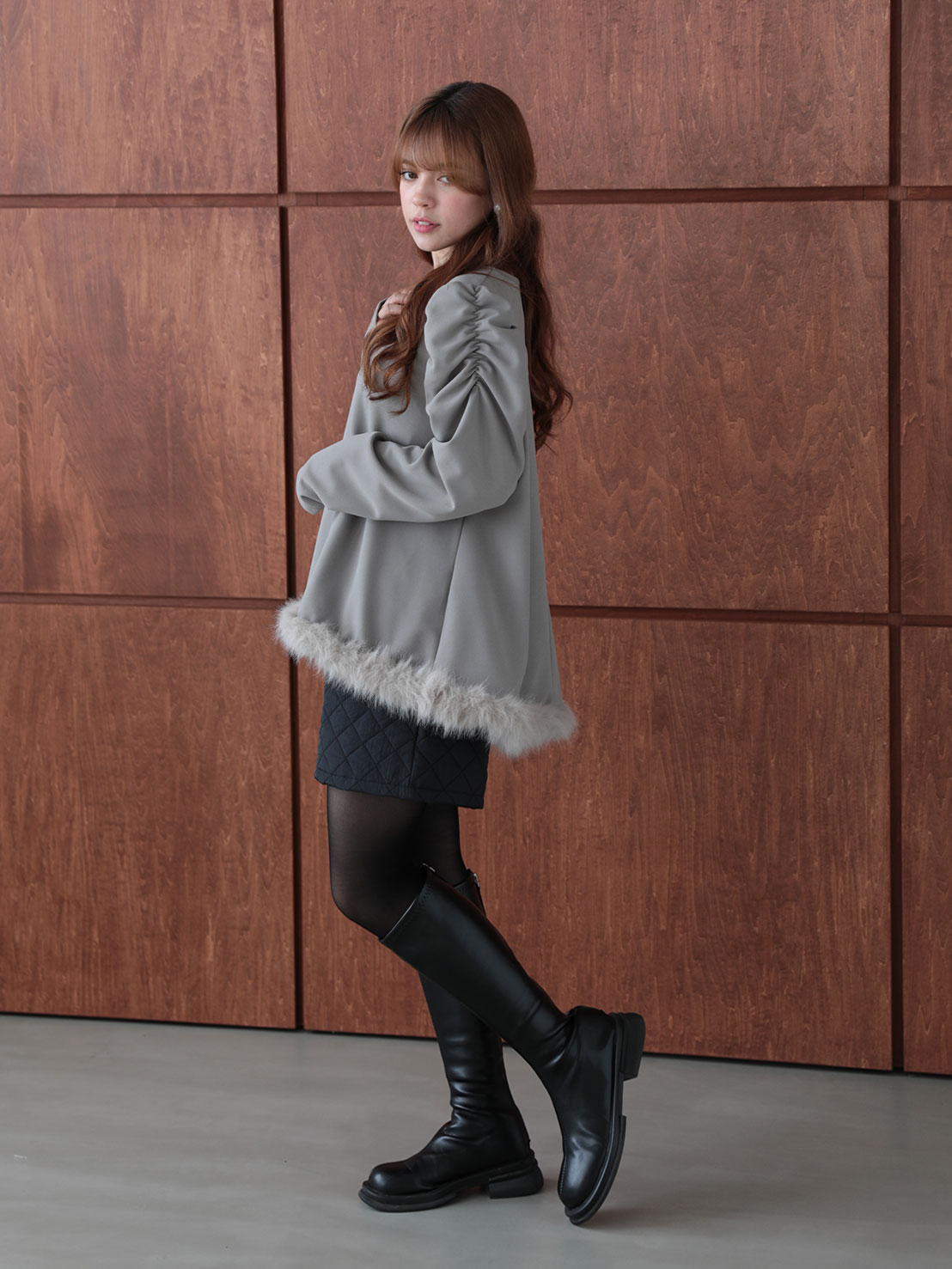 Aライン裾ファーTOPS(aj021)