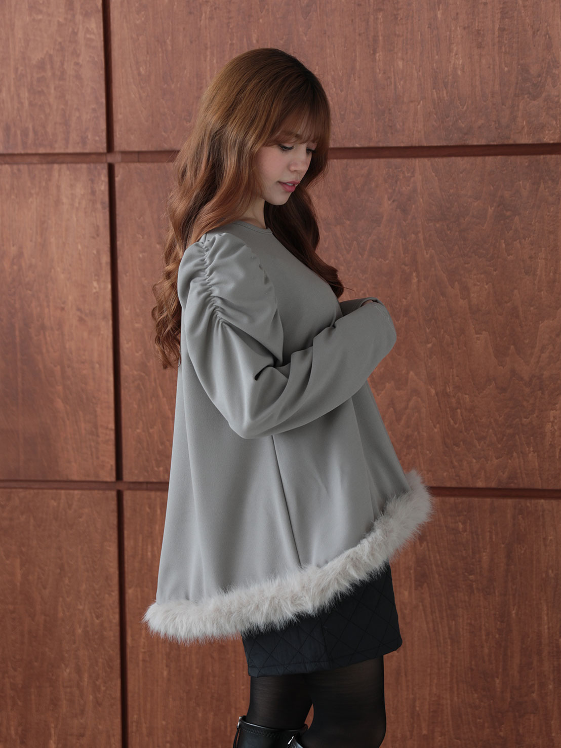 Aライン裾ファーTOPS(aj021)