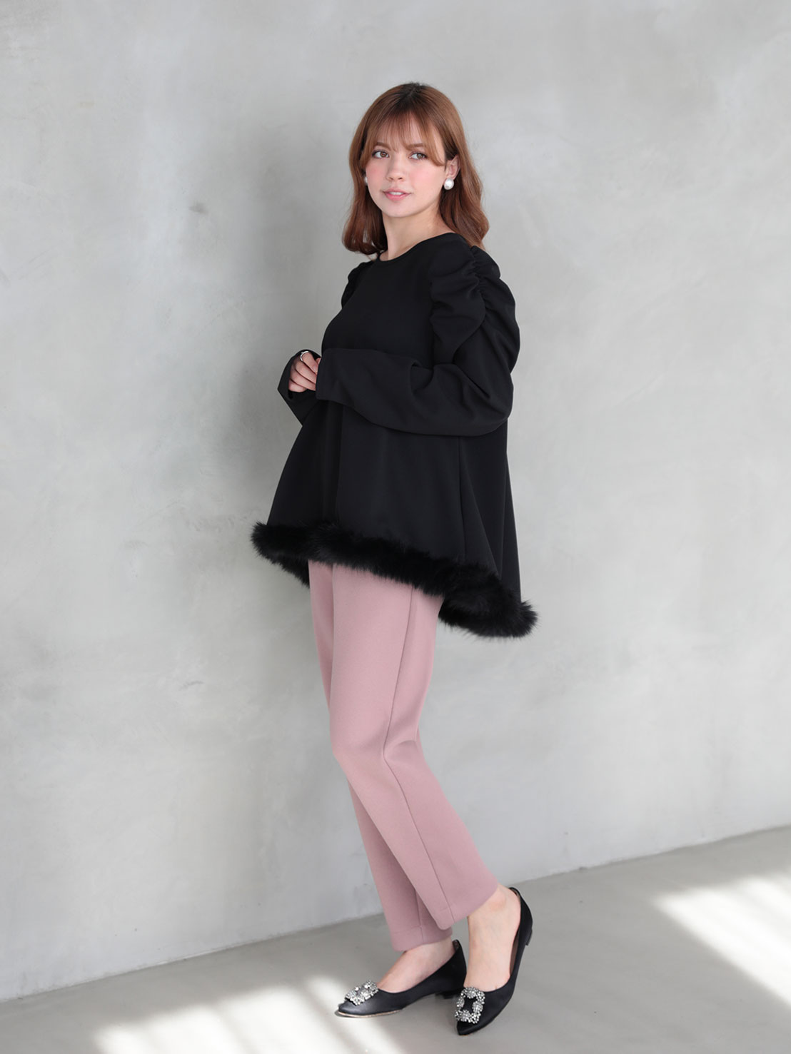 Aライン裾ファーTOPS(aj021)