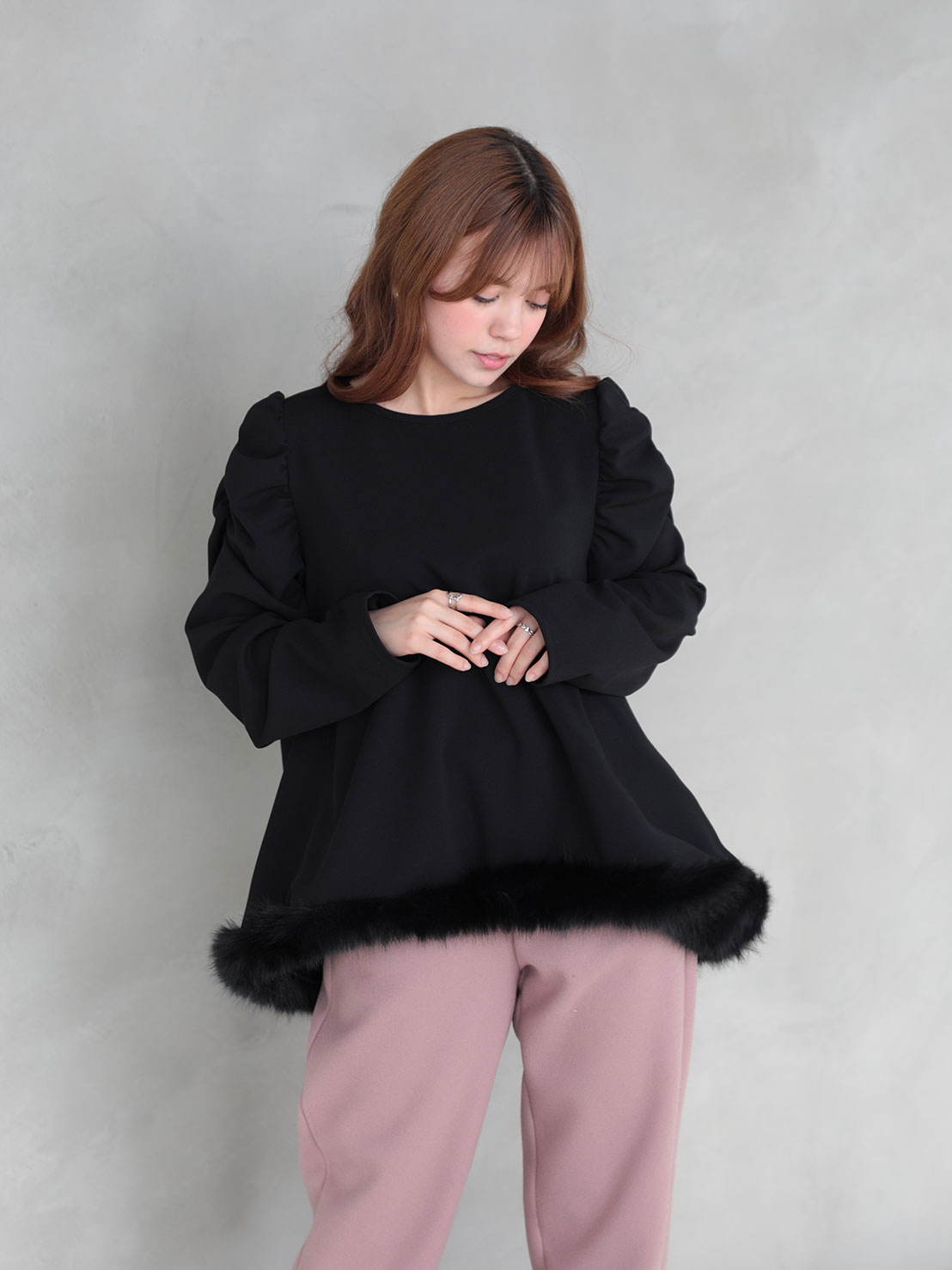 Aライン裾ファーTOPS(aj021)