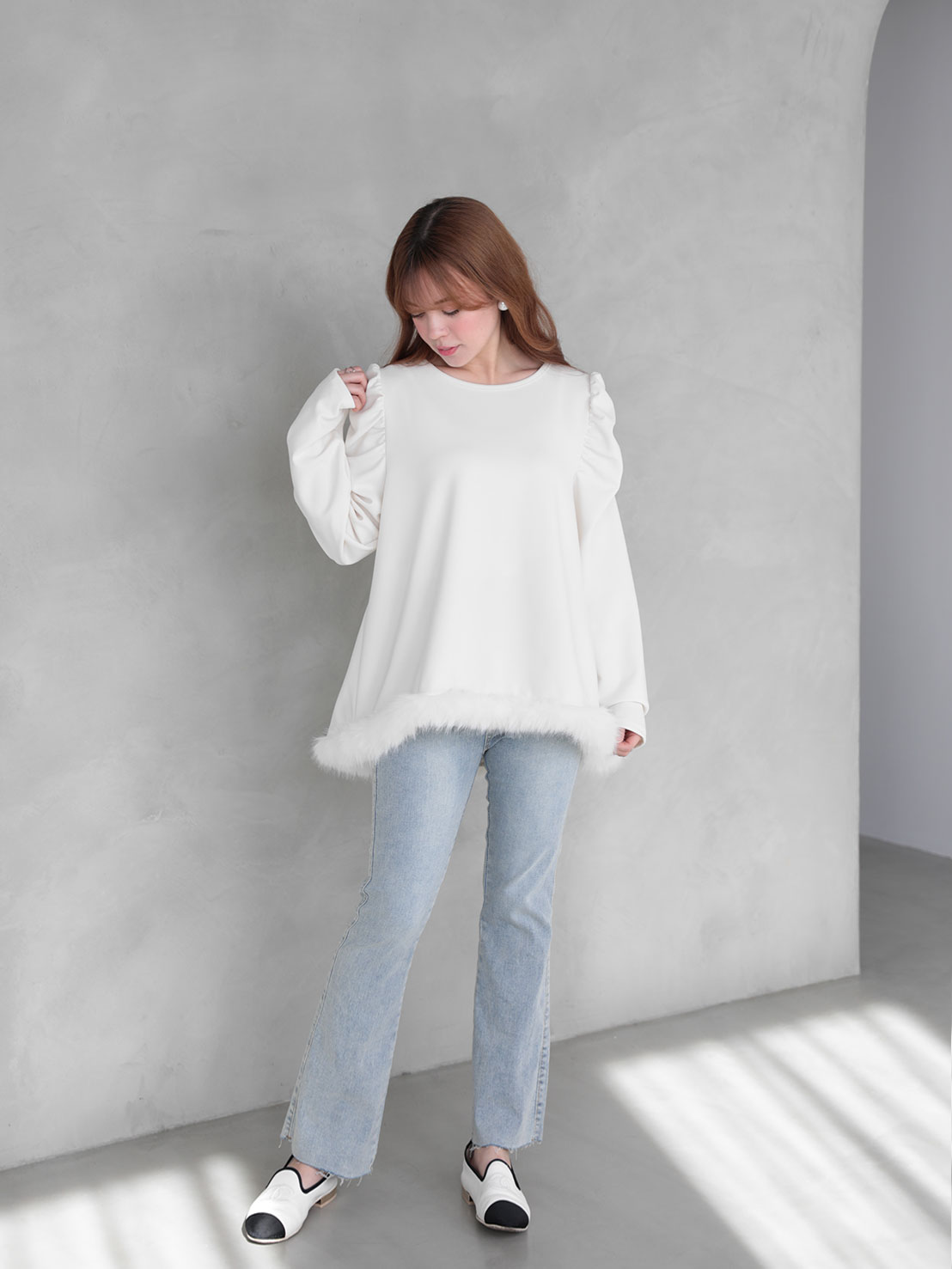 Aライン裾ファーTOPS(aj021)