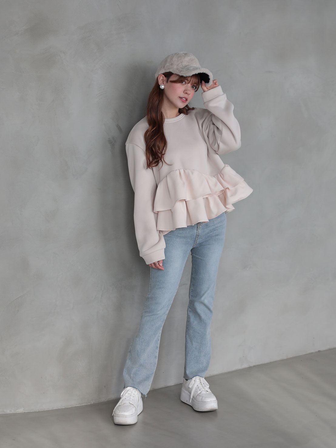 ヘムフリル裏起毛TOPS(aj031)TH