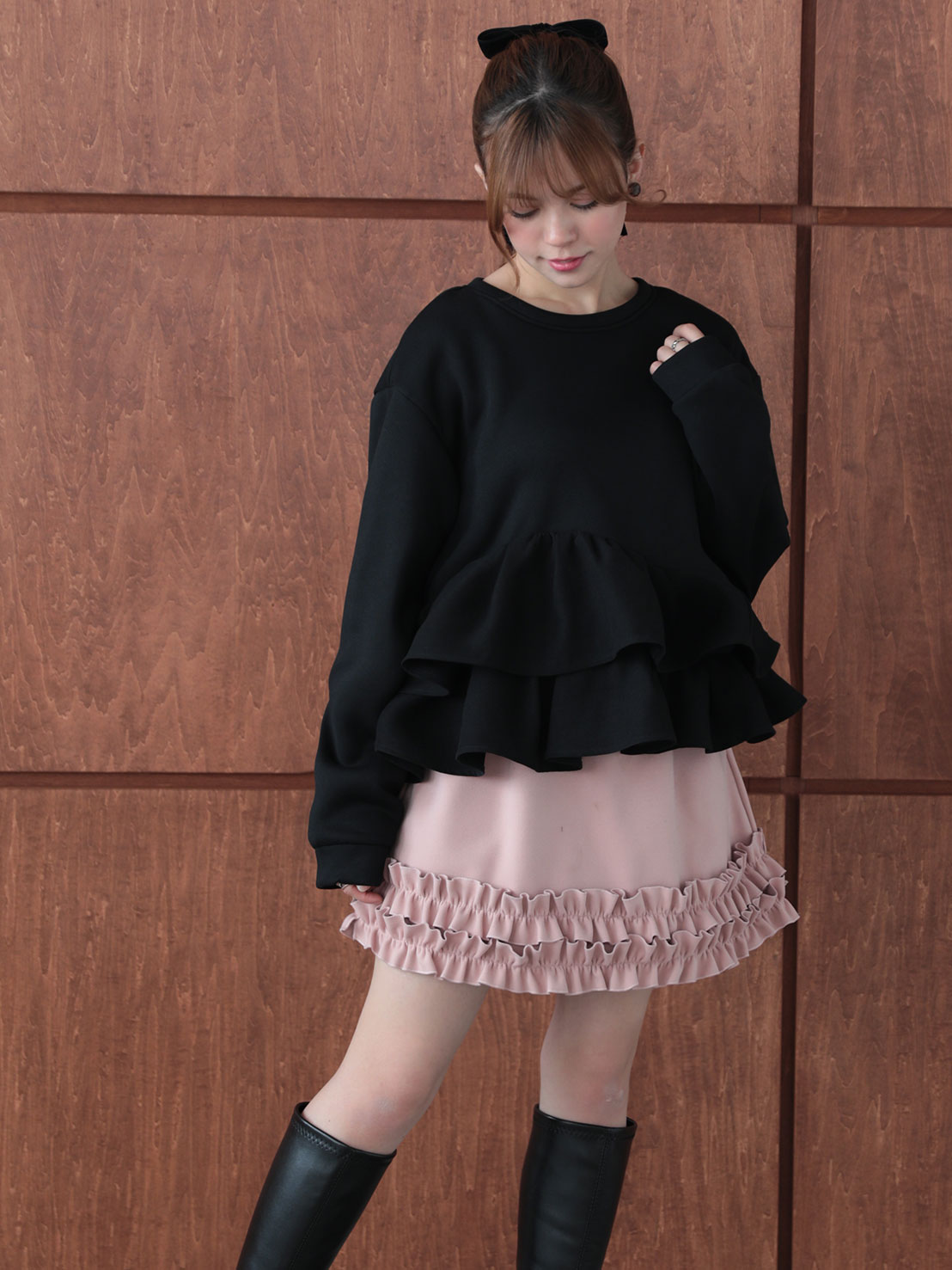 ヘムフリル裏起毛TOPS(aj031)TH