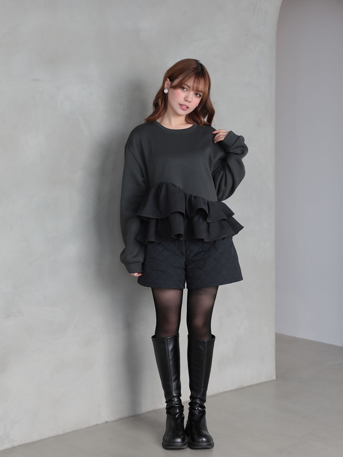 ヘムフリル裏起毛TOPS(aj031)TH