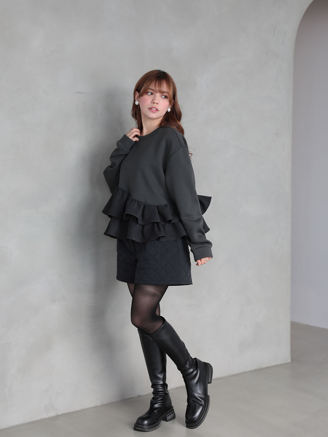 ヘムフリル裏起毛TOPS(aj031)TH