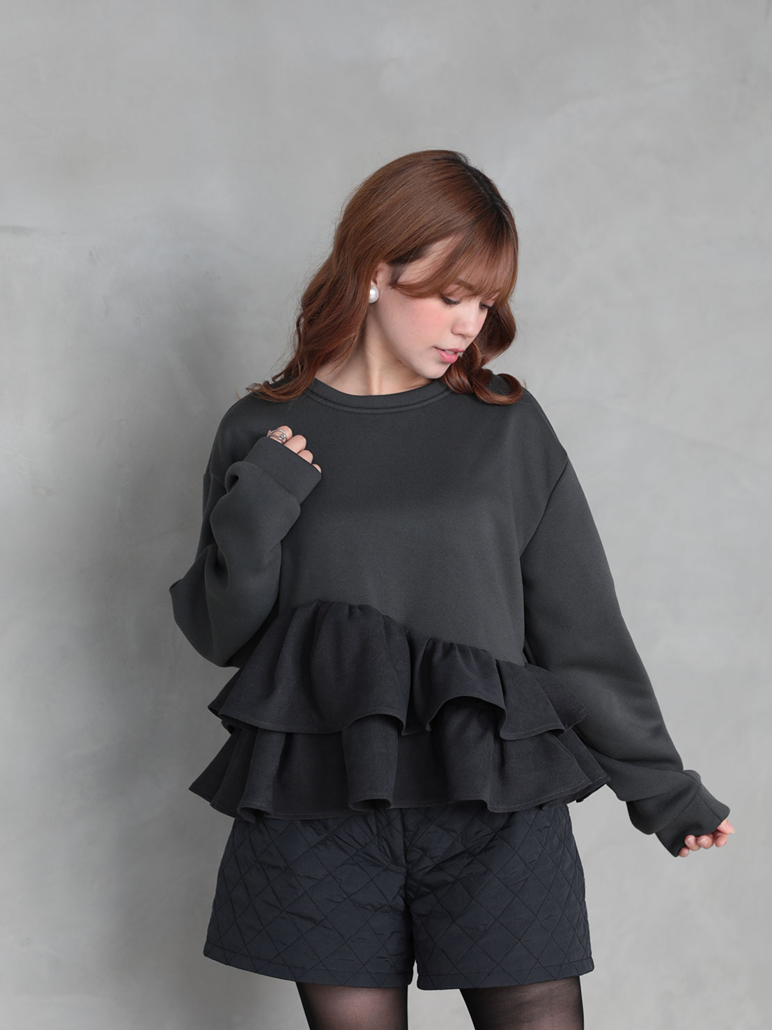 ヘムフリル裏起毛TOPS(aj031)TH