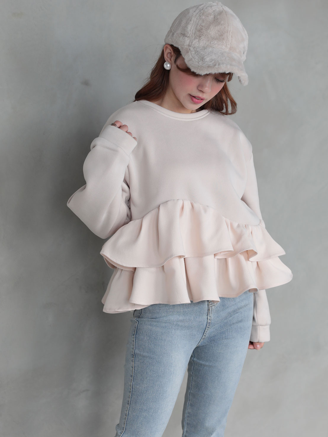 ヘムフリル裏起毛TOPS(aj031)TH