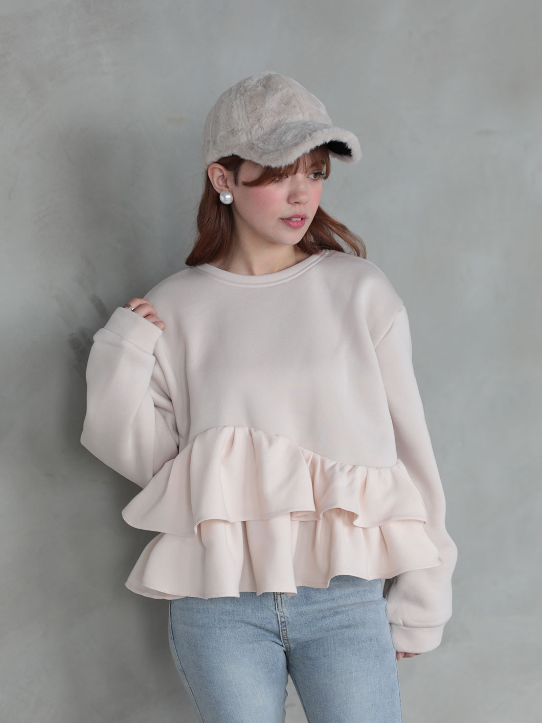 ヘムフリル裏起毛TOPS(aj031)TH