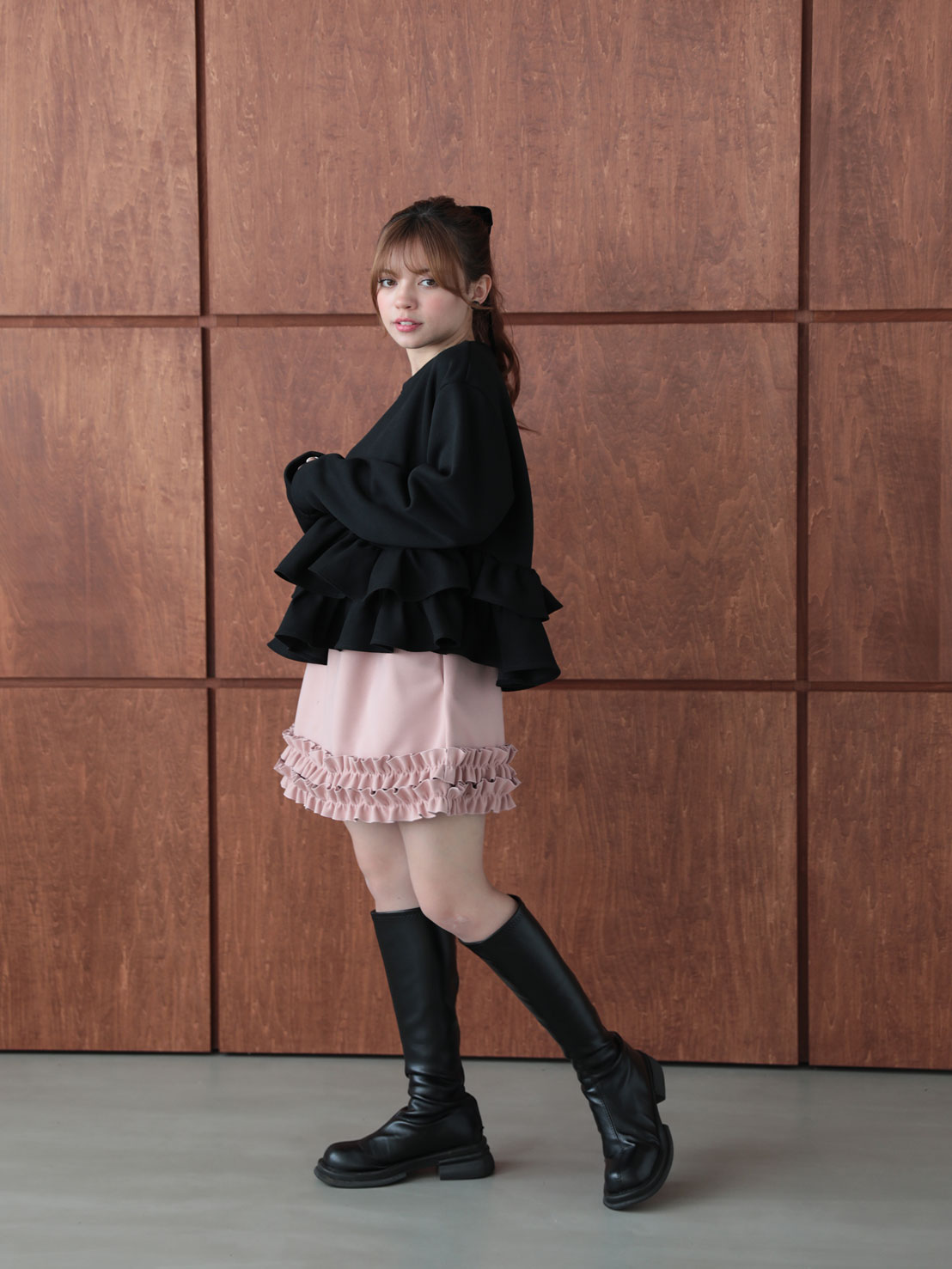 ヘムフリル裏起毛TOPS(aj031)TH