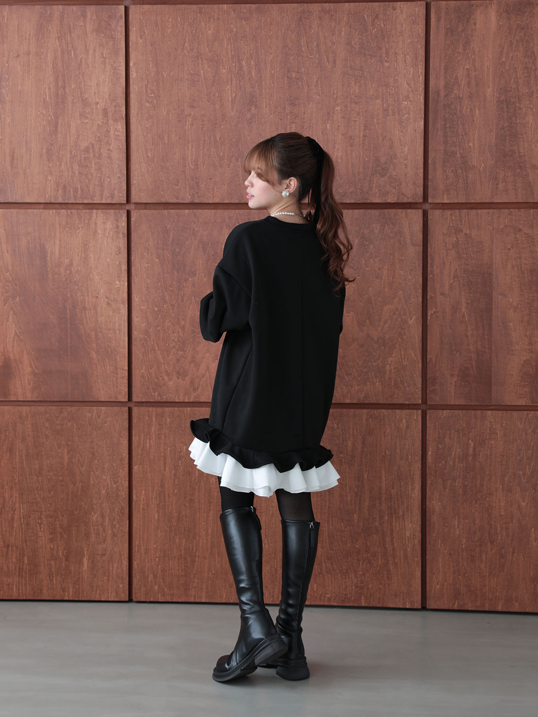 期間限定52%OFF!!裾フリル裏起毛オーバーTOPS(aj024)TH