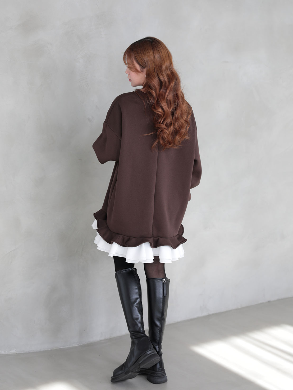 期間限定52%OFF!!裾フリル裏起毛オーバーTOPS(aj024)TH