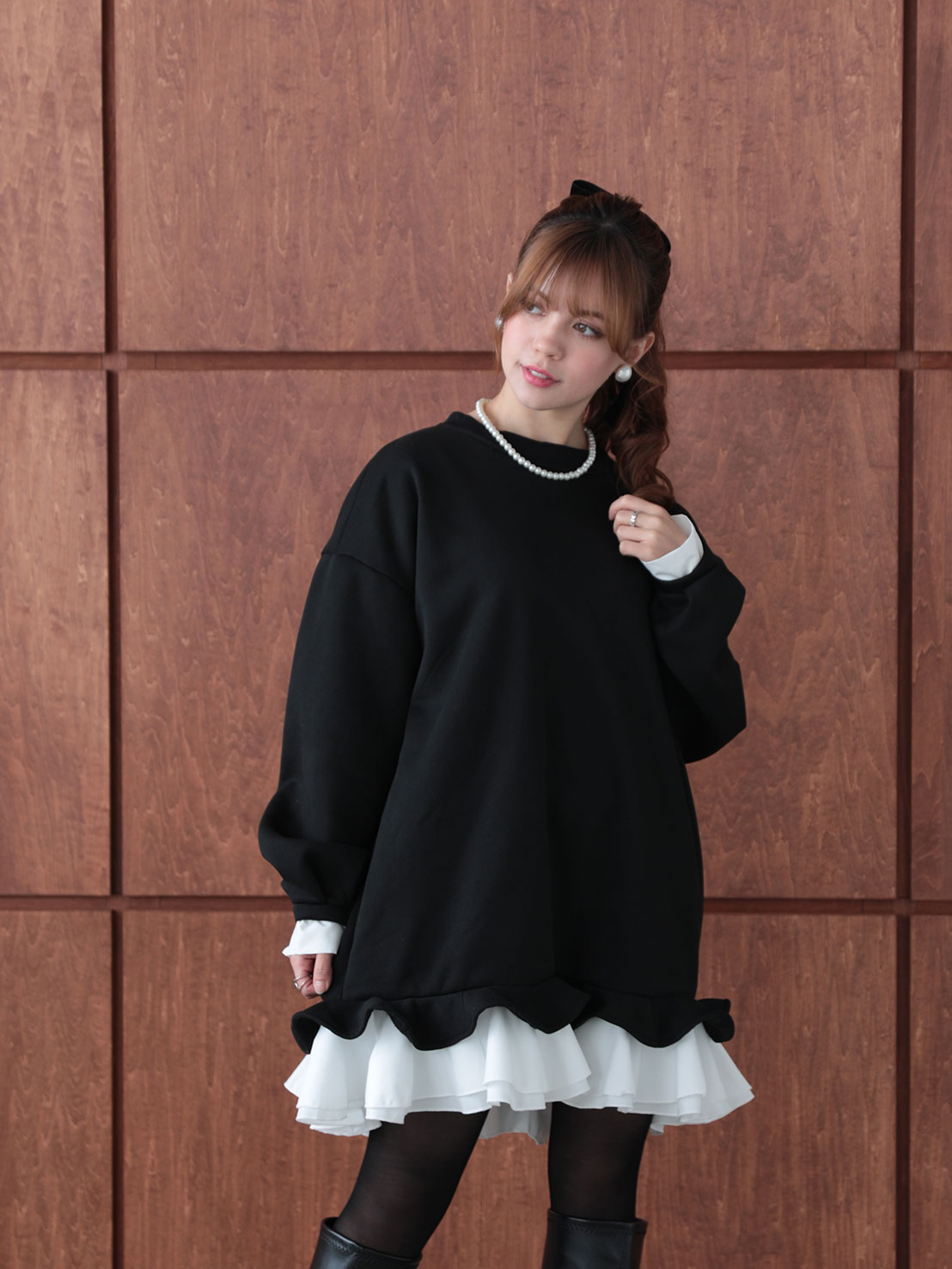 期間限定52%OFF!!【裾フリル裏起毛オーバーTOPS(aj024)】TH