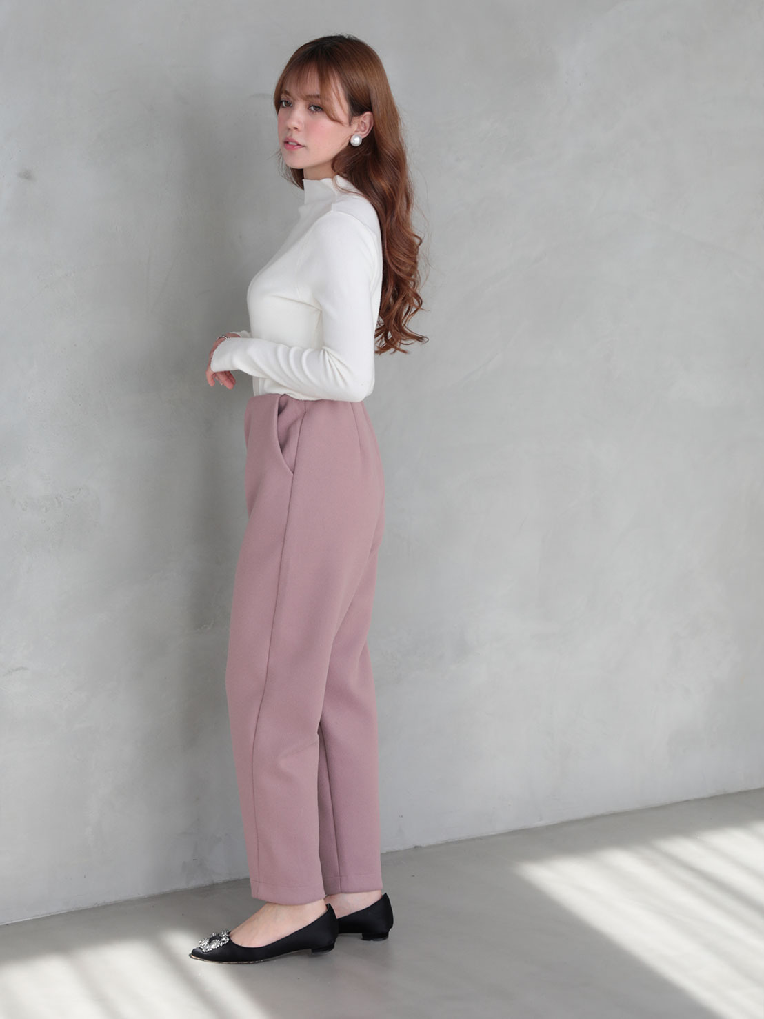 【FLOWERフリル 美脚セミカーブパンツ(ma26)】 ♥ノベルティ対象商品♥